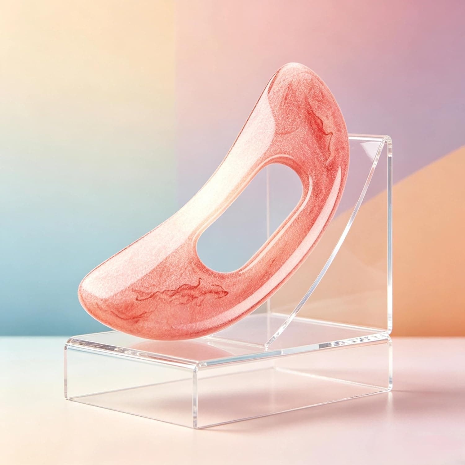 Thickened Resin Curved Massage Scraper,Crescent Shape Body Gua Sha Tool for Back Neck Shoulder Facial Body Relaxation(Pink)