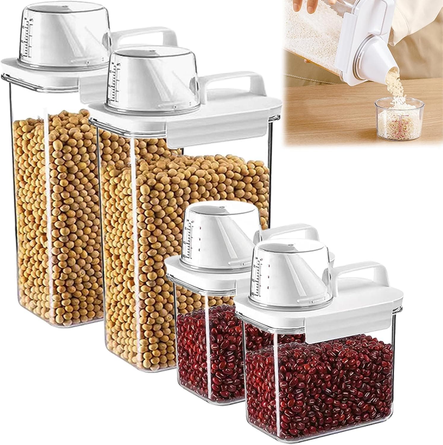 4 Pack Airtight Cereal Storage Containers Set, Food Grade bpa free cereal containers ,food storage containers with lids, kitchen organizers and storage