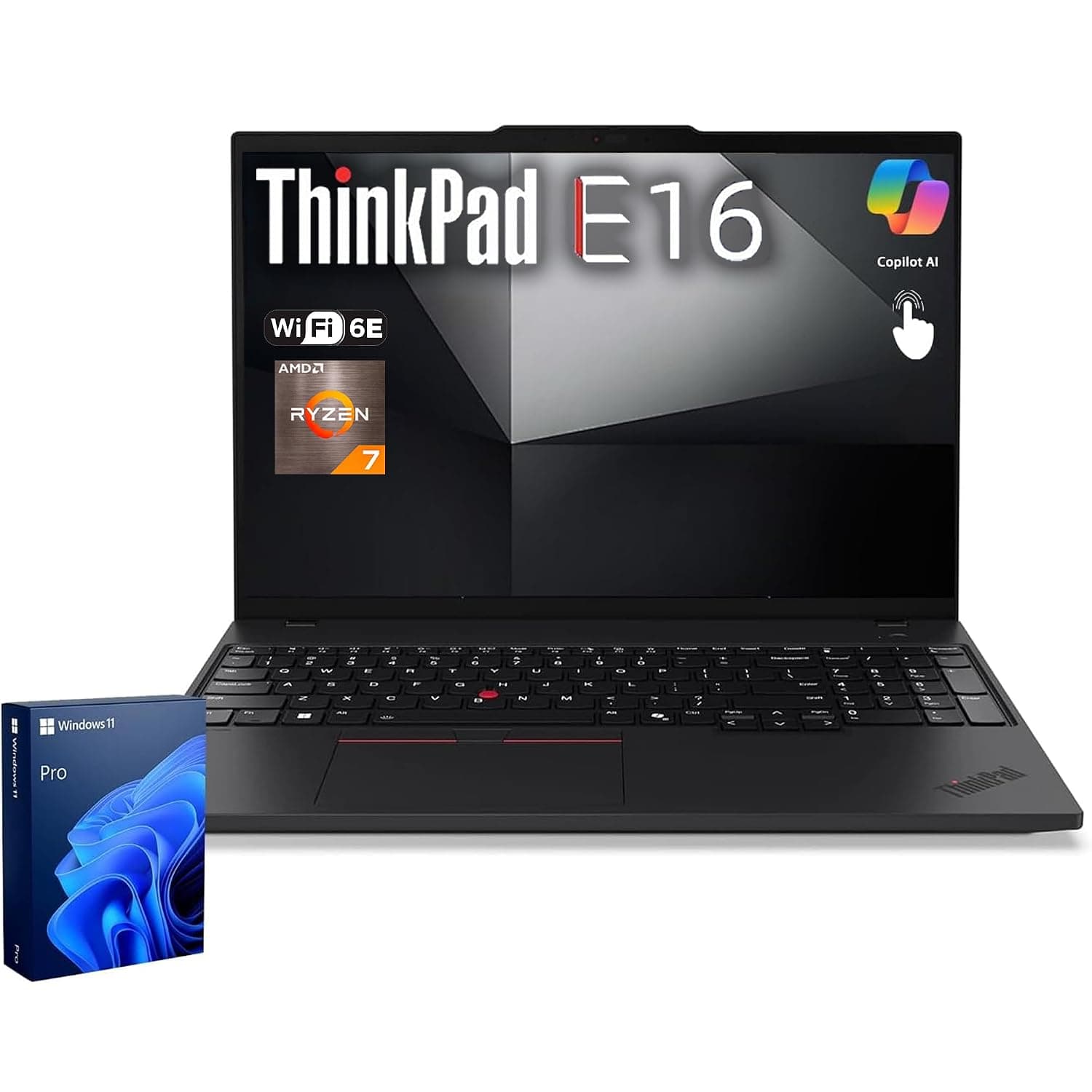 Lenovo ThinkPad E16 Gen 2 Business Laptop, 16" FHD+ Anti-Glare Touchscreen, AMD Ryzen 7 7735U, 16GB DDR5, 512GB SSD, Wi-Fi 6E, Fingerprint, Backlit, Webcam, Windows 11 Pro