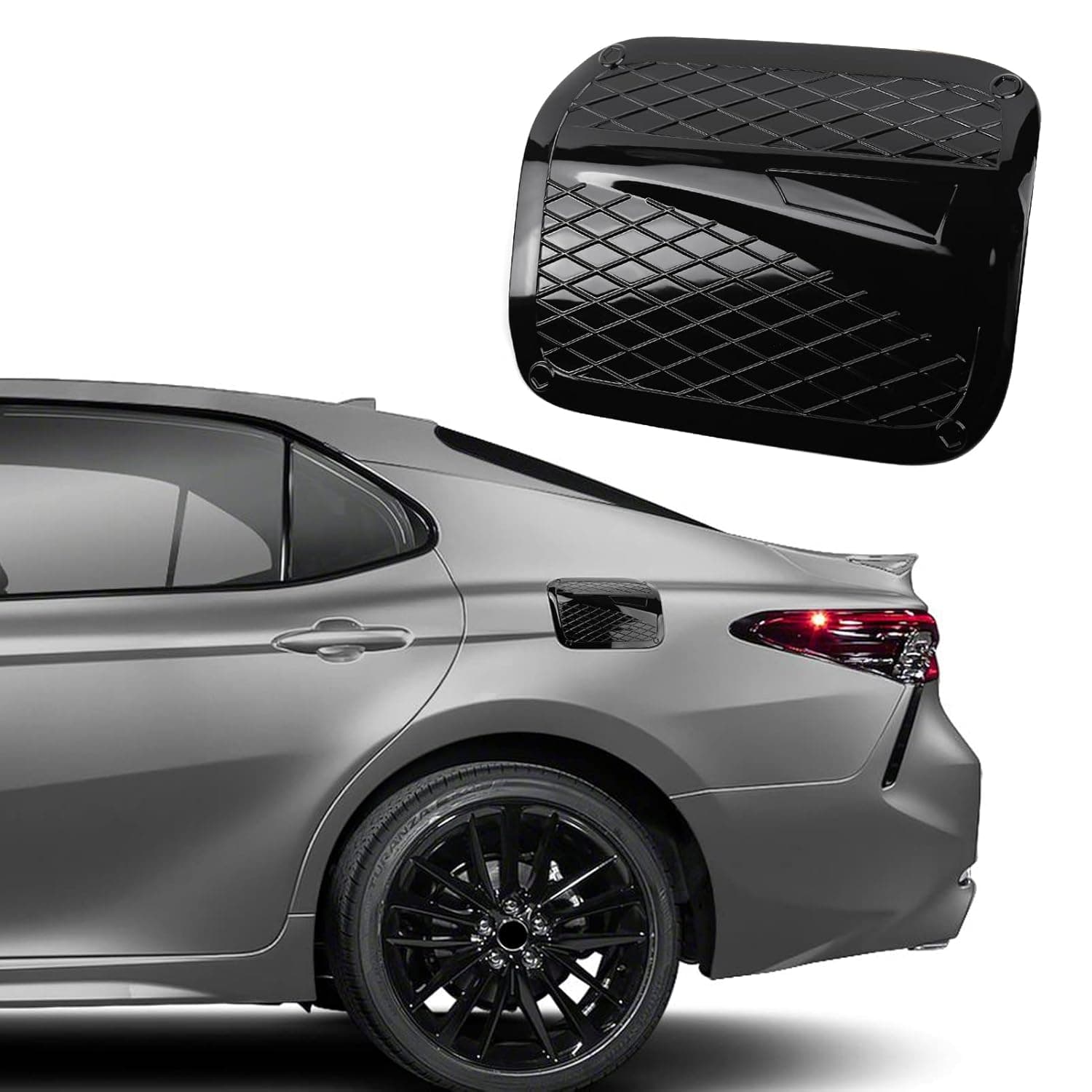 CKE for Toyota Camry 2022 2021 2020 2019 2018 Accessories Car Fuel Tank Cover Trim Oil Gas Cap Exterior Decoration Sticker - Glossy Black