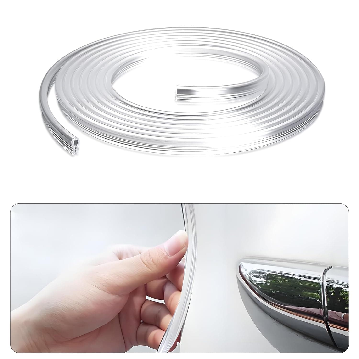 Car Door Edge Guard, 16.4Ft (5M) U Shape Rubber Seal Edge Trim Vehicle Door Protector, Anti-Collision Automotive Protection Door Edge Guard Trim, Universal Car Accessories (Transparent)
