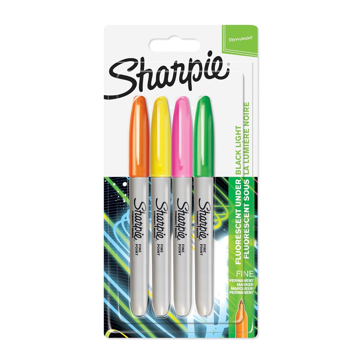 Sharpie Fine Point Permanent Marker Neon Pack of 4