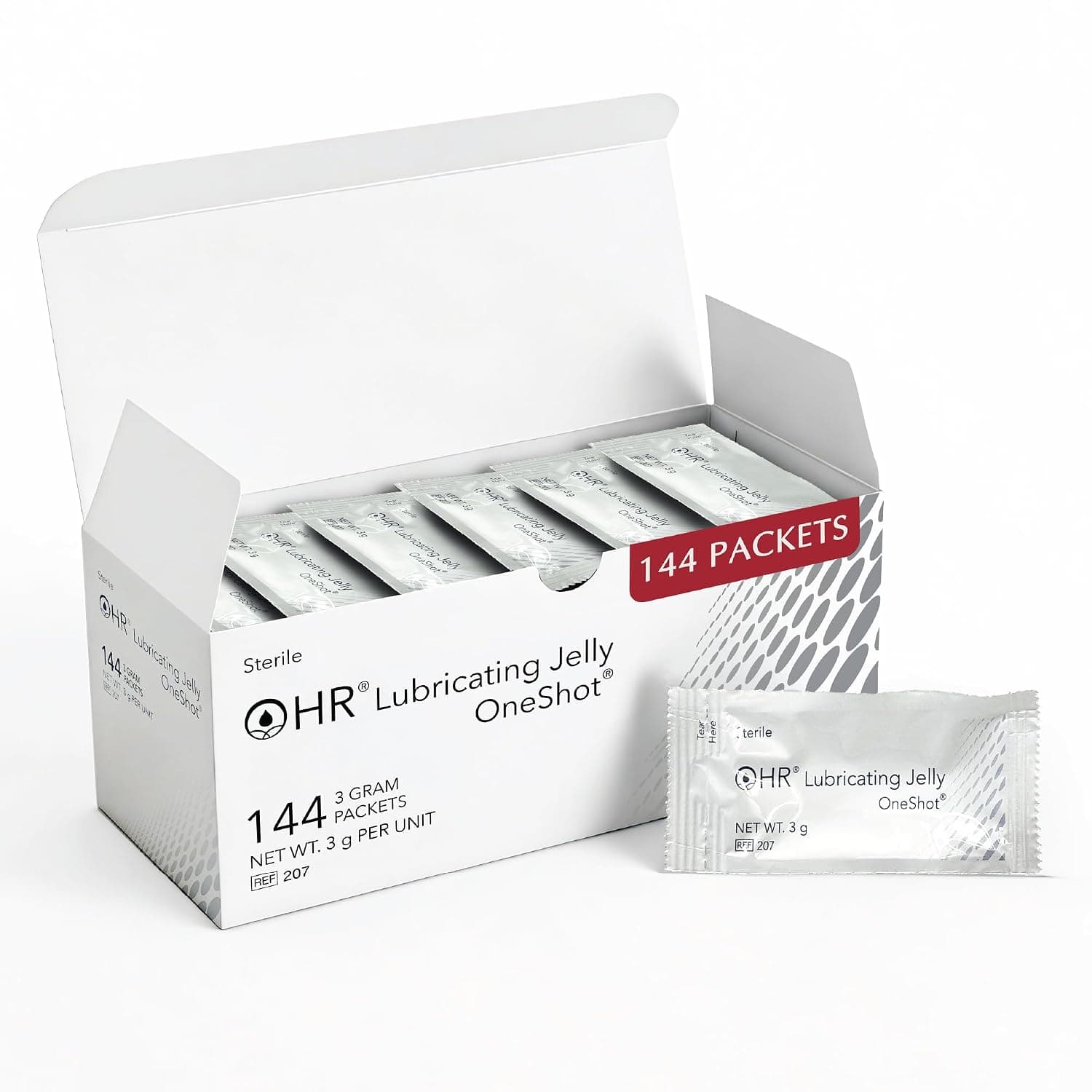 eMedical Kits One Shot 3 Gram Lubricating Jelly Packets, 144 Packets per box, Sterile