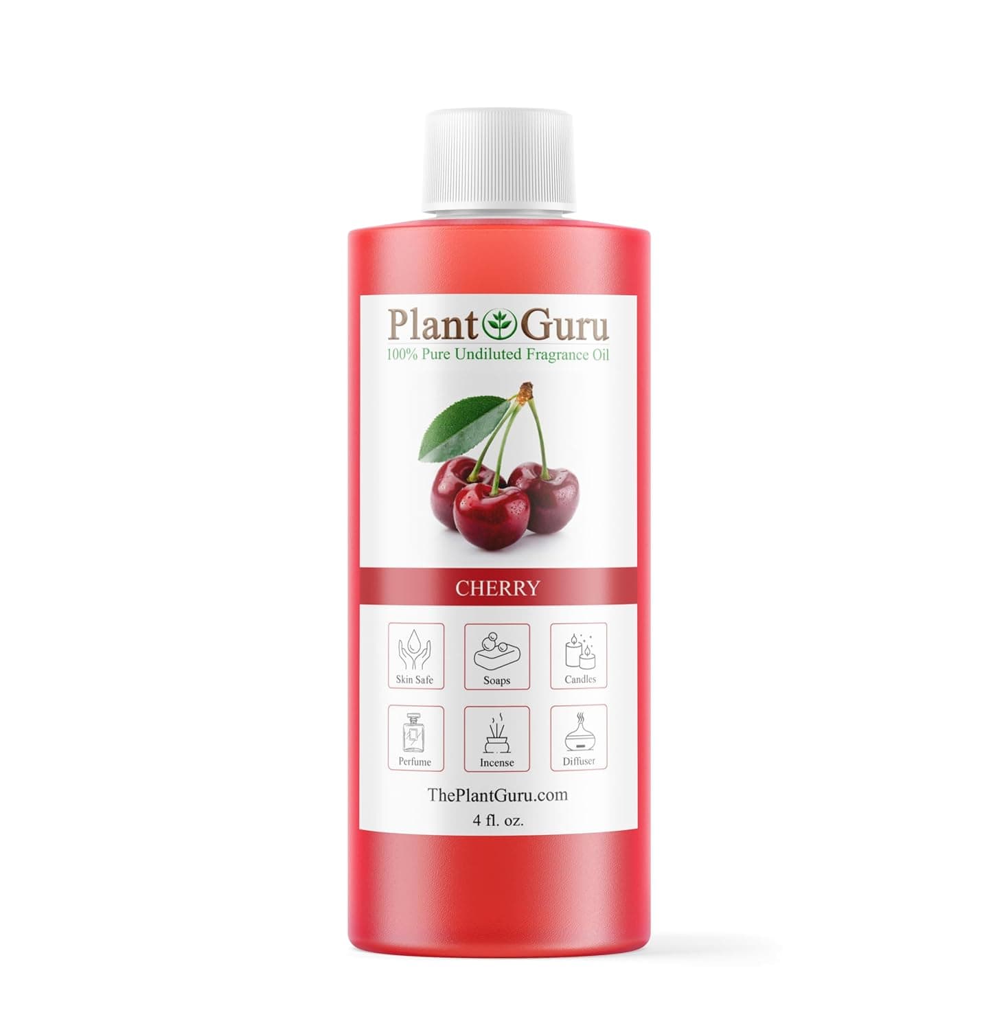 Cherry Fragrance Oil 4 fl. oz. Scented Oil for DIY Soap Making, Candles, Bath Bombs, Body Butters. Used in Aromatherapy Diffusers, Burners and Warmers. Great Addition to Lotions and Creams.