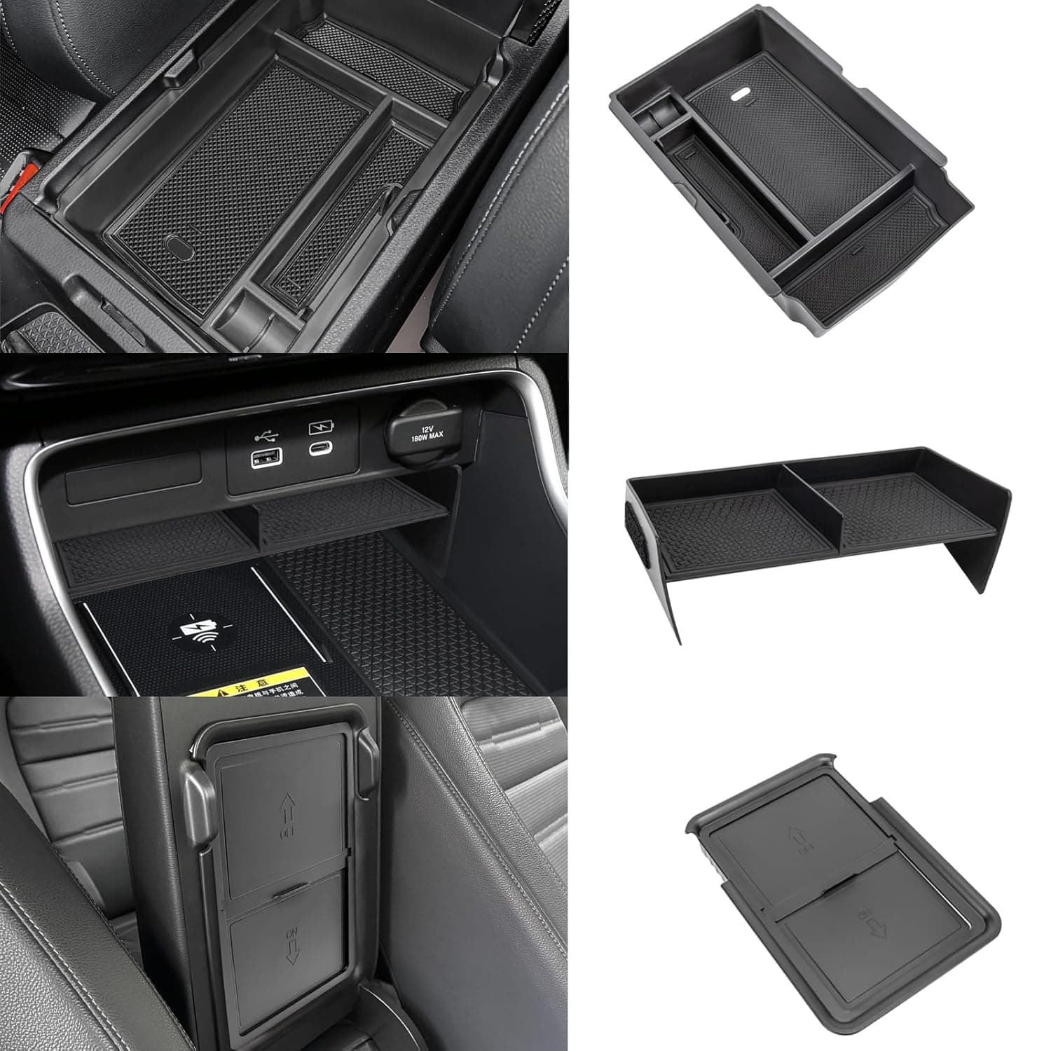 3PCS Center Console Organizer Compatible with 2025 2024 2023 Honda CRV Armrest Storage Box Armrest Hidden Storage Box Secret Compartment Insert Tray Interior Accessories