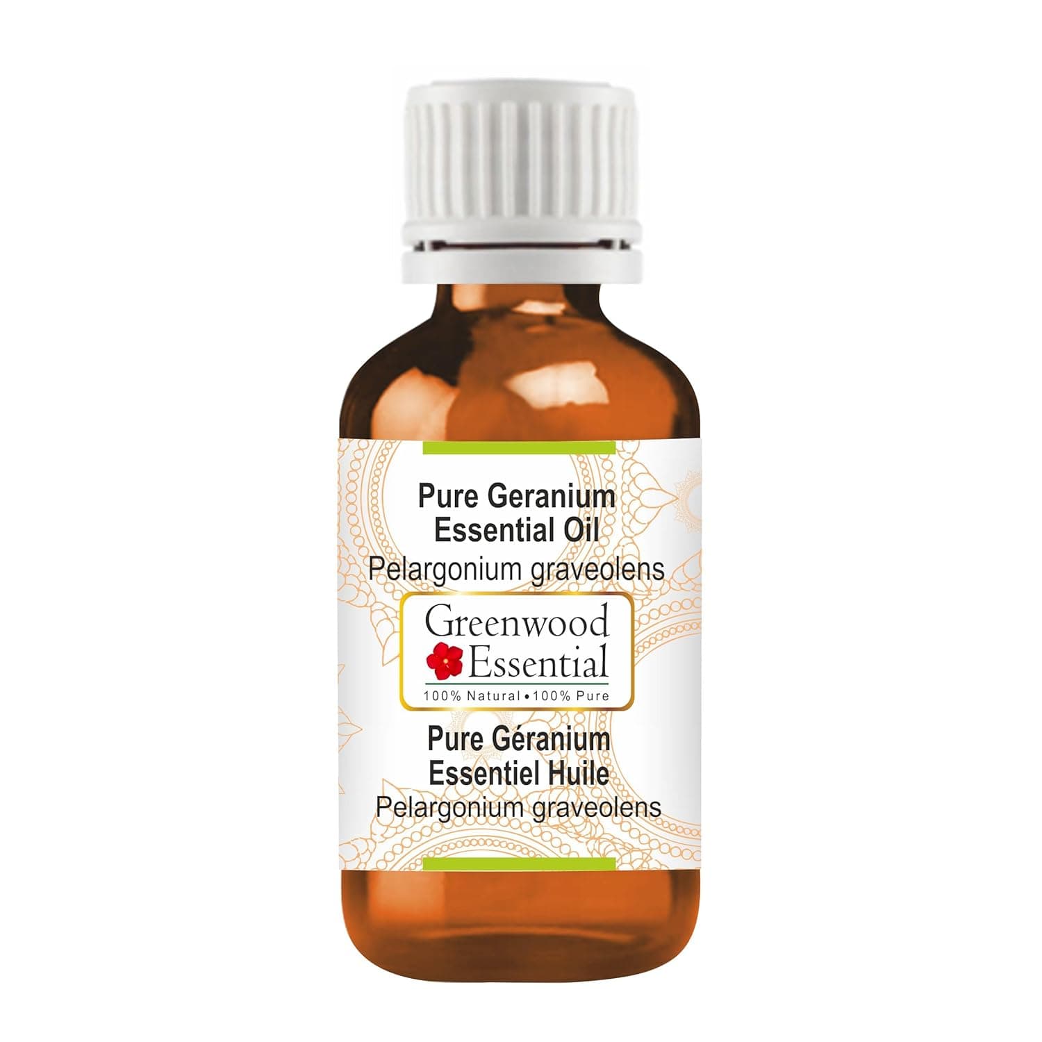 Greenwood Essential Pure Geranium Essential Oil (Pelargonium graveolens) Steam Distilled 10ml (0.33 oz)