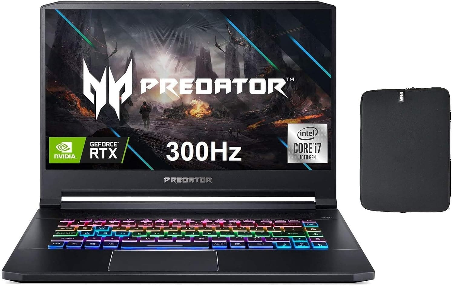 Acer 2021 Predator Triton 500 Pt515 15.6" Fhd Ips 300Hz Gaming Laptop, 10Th Gen Intel Core I7-10750H, 16Gb Ram, 1Tb Pcie Ssd, Nvidia Rtx 2070, Rgb Backlit Kb, Windows 10 + Woov Laptop Sleeve Bundle