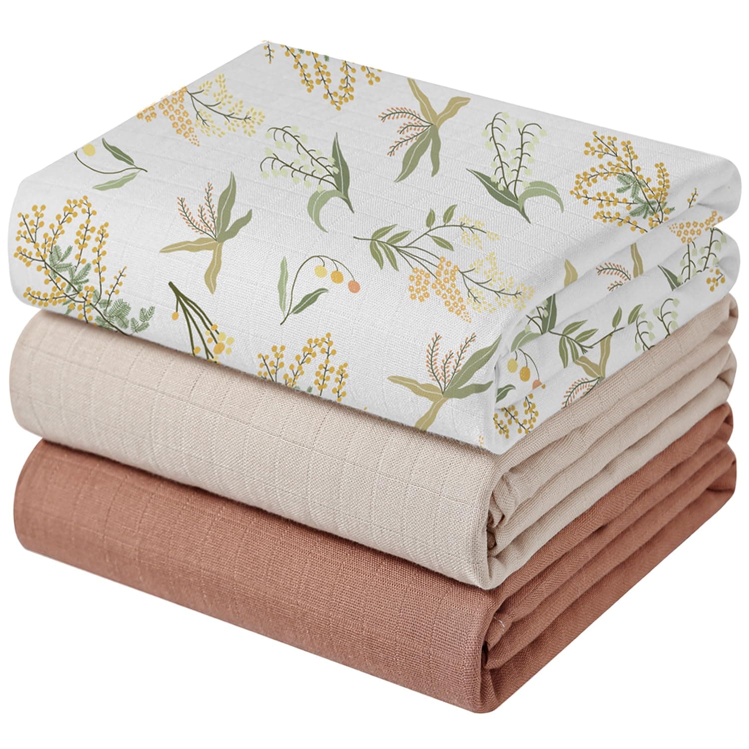 POMISO Muslin Swaddle Blankets for Boys & Girls, 3 Pack Muslin Baby Blanket for Unisex, Newborn Receiving Blanket, Large 47 x 47 inches, Soft Breathable Baby Swaddles