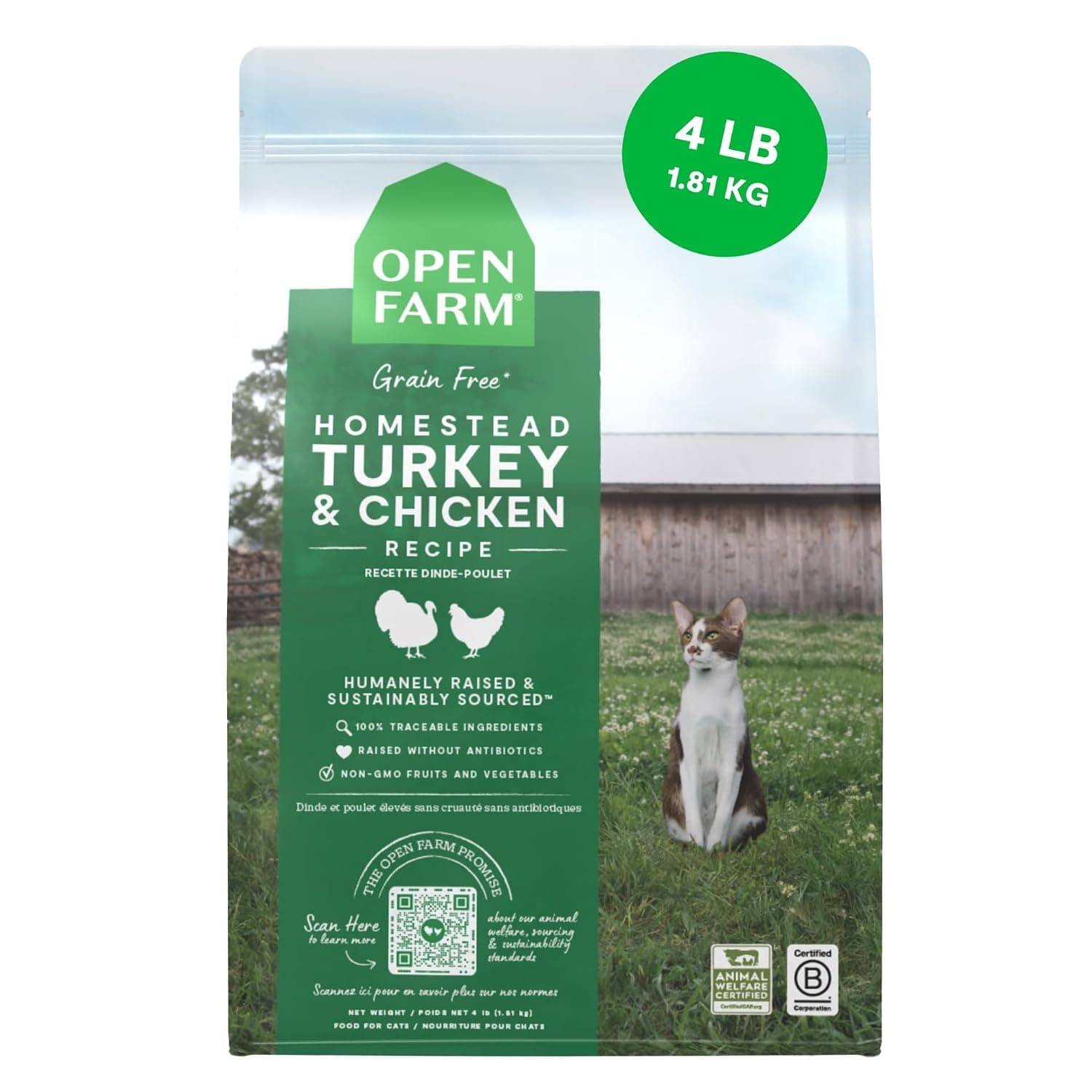 Open Farm Grain Free Homestead Turkey & Chicken Dry Cat Food - 1.81KG