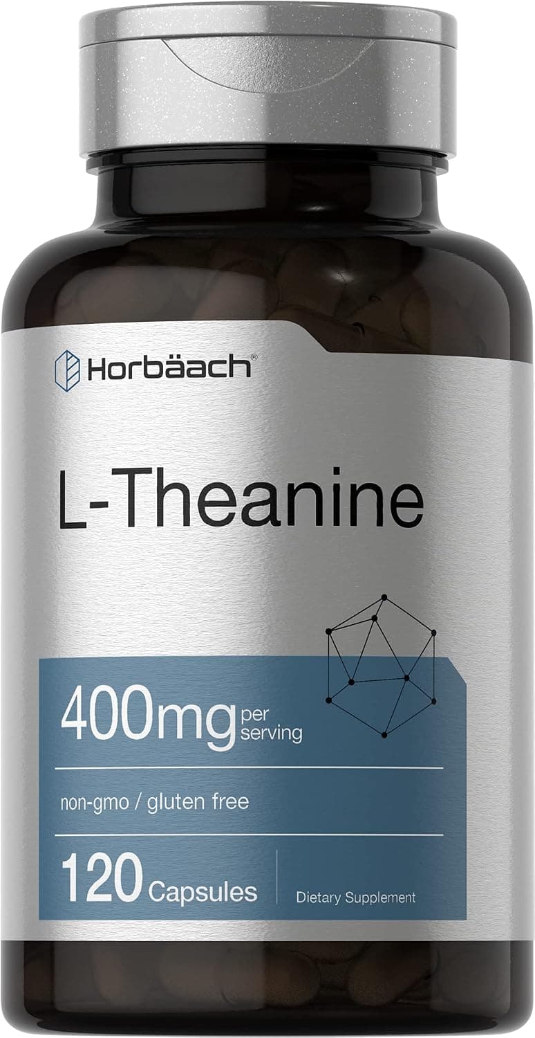 L-Theanine 400mg | 120 Capsules | Non-GMO & Gluten Free | by Horbaach