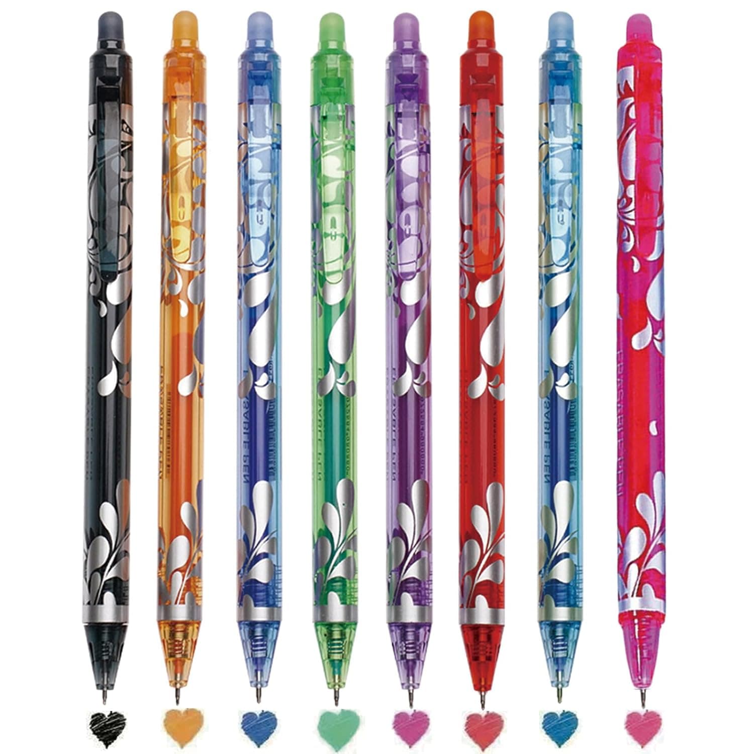 MOZXIRZ 8 Pcs Erasable Gel Pens Erasable Retractable Pens 0.5mmColored Ink Smooth Writing Pen Aesthetic Pen for Women Men Girls Boys Office School Supplies (8Pcs Colored Ink)