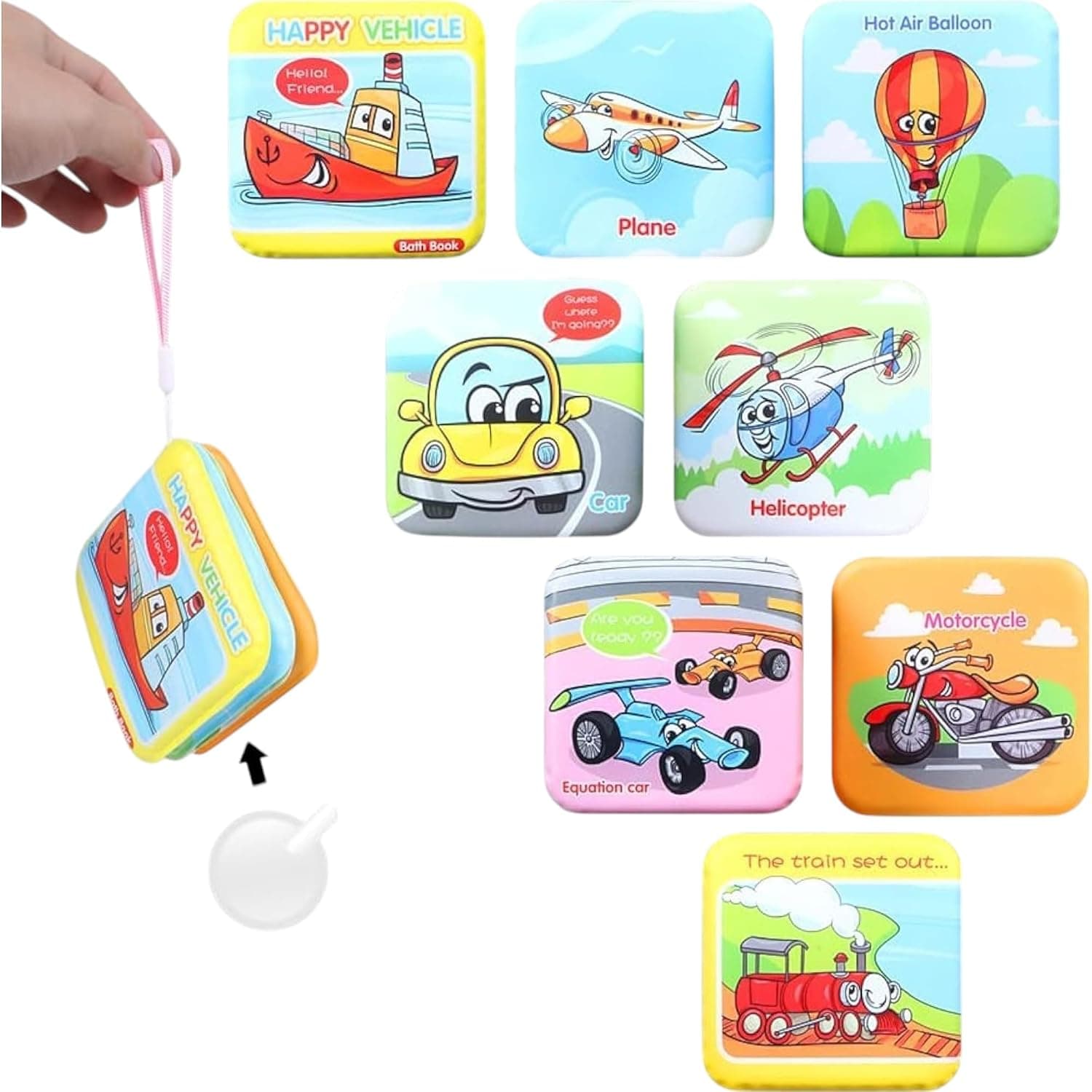 Baby Bath Book, Educational Book While Bathing Your Baby (Vehicles)