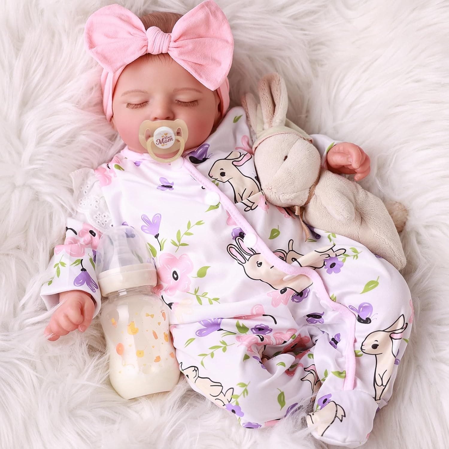 BABESIDE Reborn Doll - 20 Inch 50 cm Reborn Baby Girl, Fabric Body Realistic Sleeping Baby Doll with Clothes, Accessories for Children from 3 Years