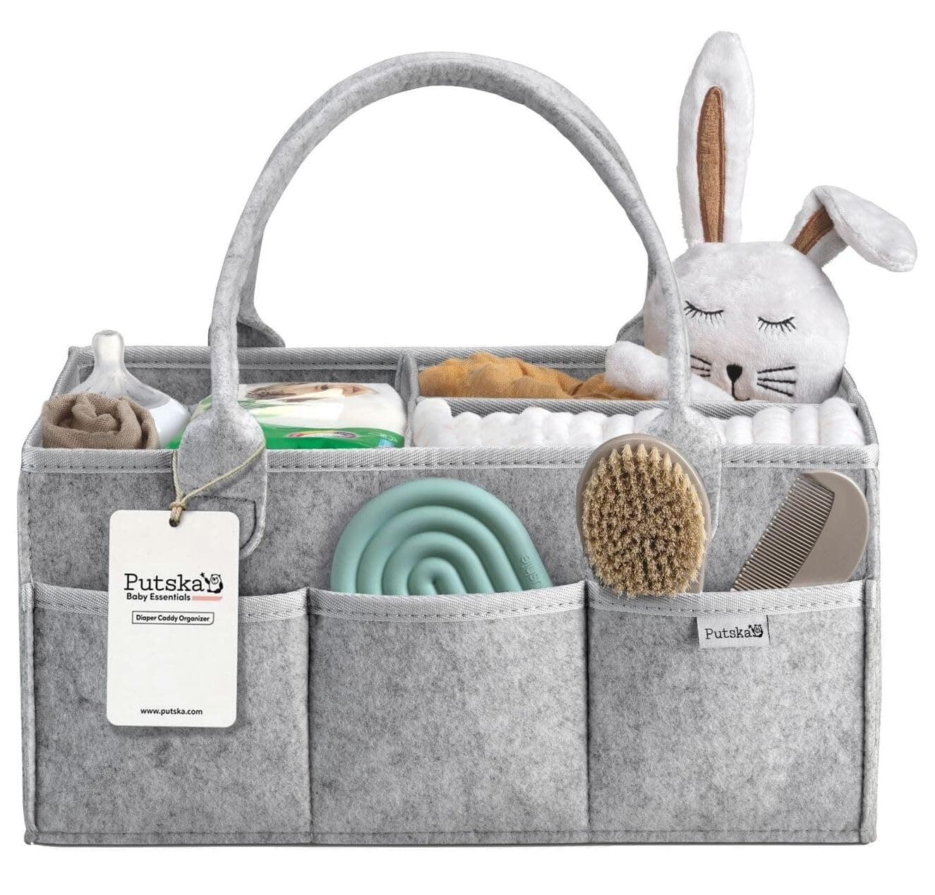 PUTSKA Nursery Storage Basket for Baby Shower Gifts - Baby Diaper Caddy Organizer for Diaper Station, Newborn Essentials, Baby Registry Must-Have for Boy or Girl