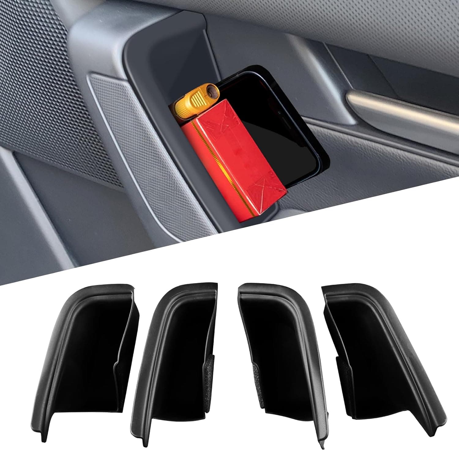 4Pcs Black Door Storage Box Organizer Tray for Mazda CX60, CX70, CX80, CX90 (2022-2025) - Car Interior Protection Accessories