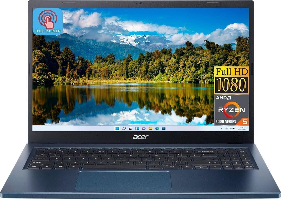 acer Aspire 3 15.6"" Full HD IPS Touch Display Laptop | AMD Ryzen 5 7520U (Beat i7-1165G7)| 8GB RAM DDR5 | 512GB SSD | AMD Radeon Graphics | Windows 11 Home | Bundle with USB 3.0 Hub, Blue
