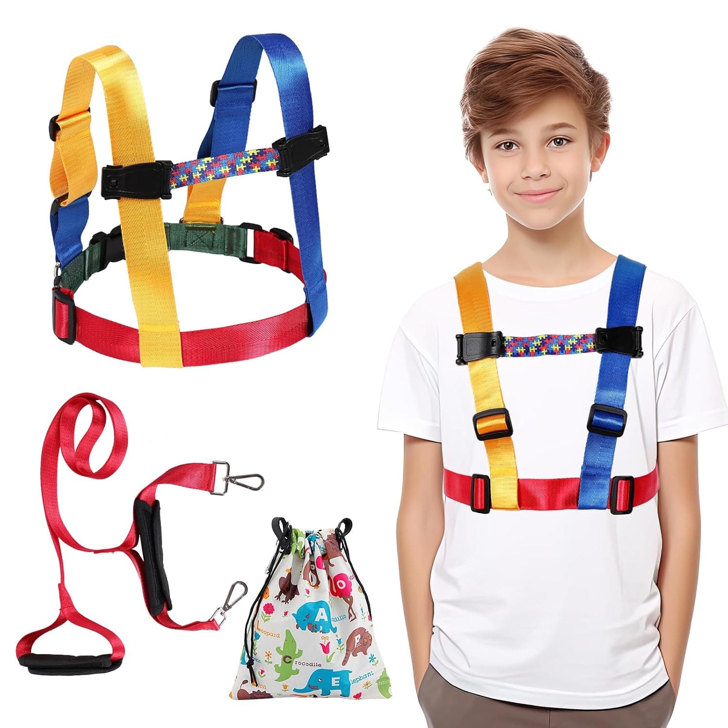 Safety Harness Leash with Detachable Tether & Built-In Handle for Big Kids | Adjustable Child Elopement Harness for Ages 6-12, Designed for Active Kids with Autism, ADHD and Special Needs Outdoors