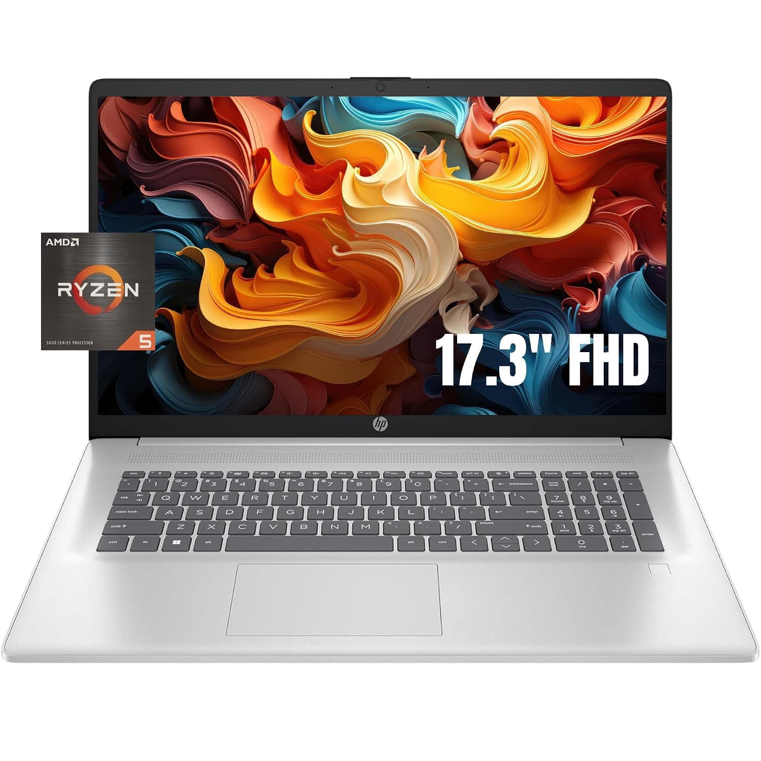 HP - 17 Newest Silver Laptop, 17.3" FHD Display, AMD Ryzen 5 (6 cores, up to 4.0Hz), 32GB RAM, 1TB SSD Storage with 128GB WOWPC USB,- Silver, 32GB RAM | 1TB SSD