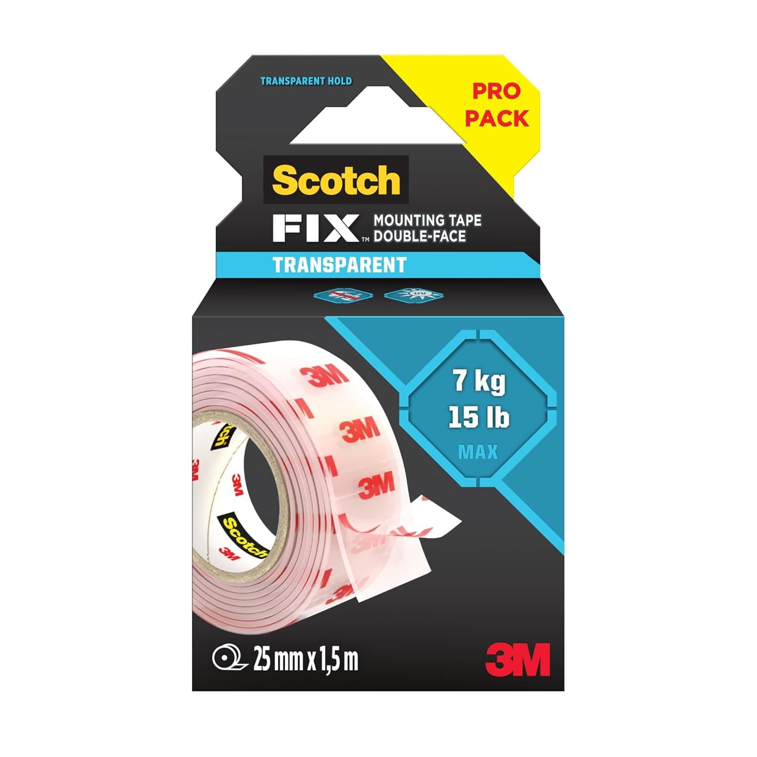 Scotch-Fix™ Clear Double-Sided Mounting Tape 410H-CLR-EU, 25mmx1.5m, 24 RL/CV