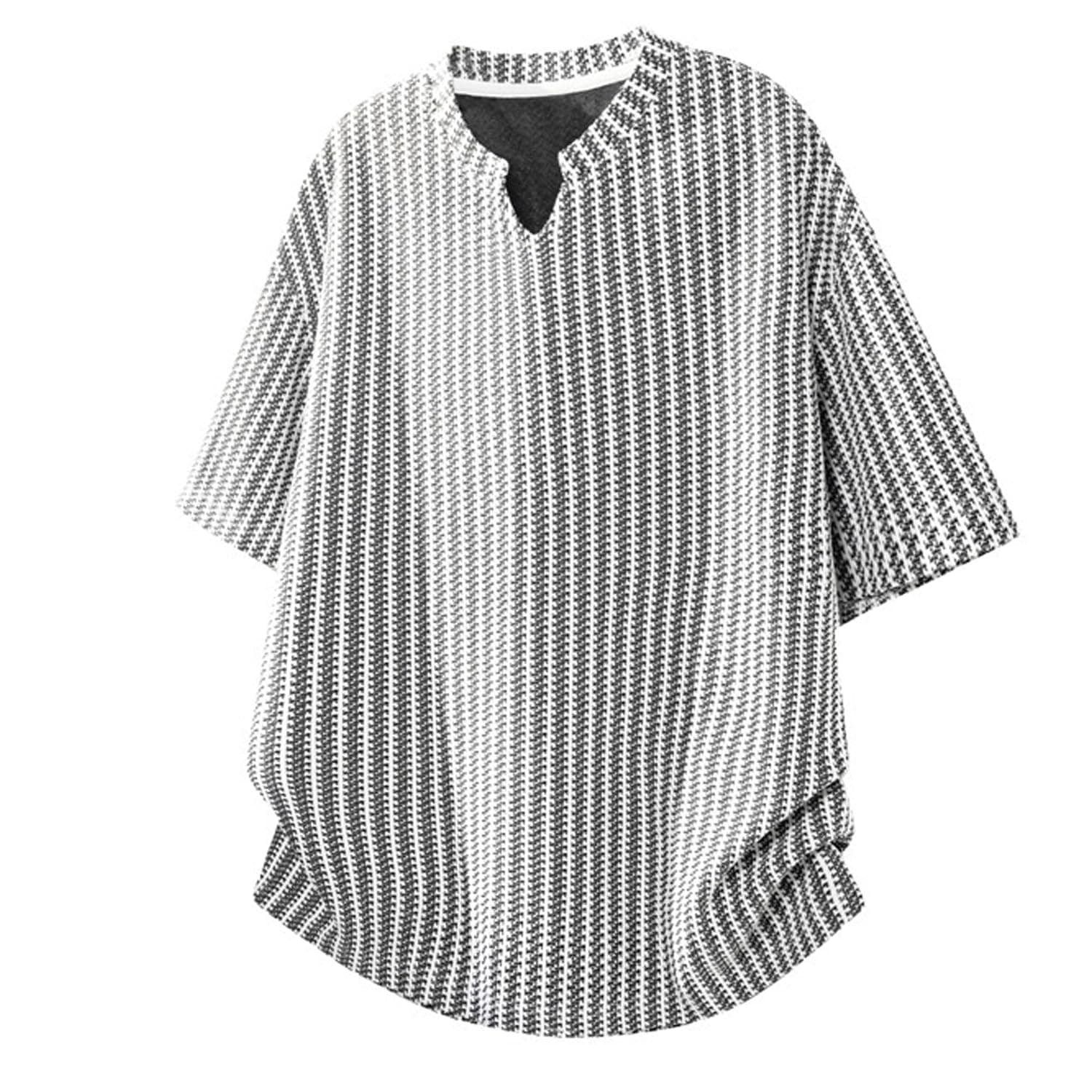 Men's V-Neck Textured T-Shirt Short Sleeve - Casual Notch Neck Tee, T-Shirt for Teenager, Lightweight Breathable Summer Knit Top for Daily Wear