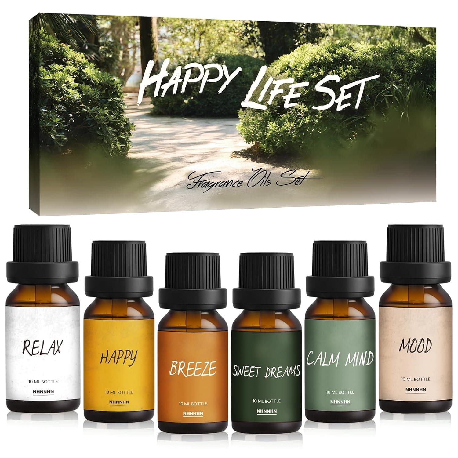Essential Oils for Diffuser for Home, Long-Lasting, Natural Home Fragrance Oil Scent for Ultrasonic and Waterless Diffusers and Crafting - Calm Mind, Sweet Dream, Happy, Breeze, Relax, Mood, 6x10ml