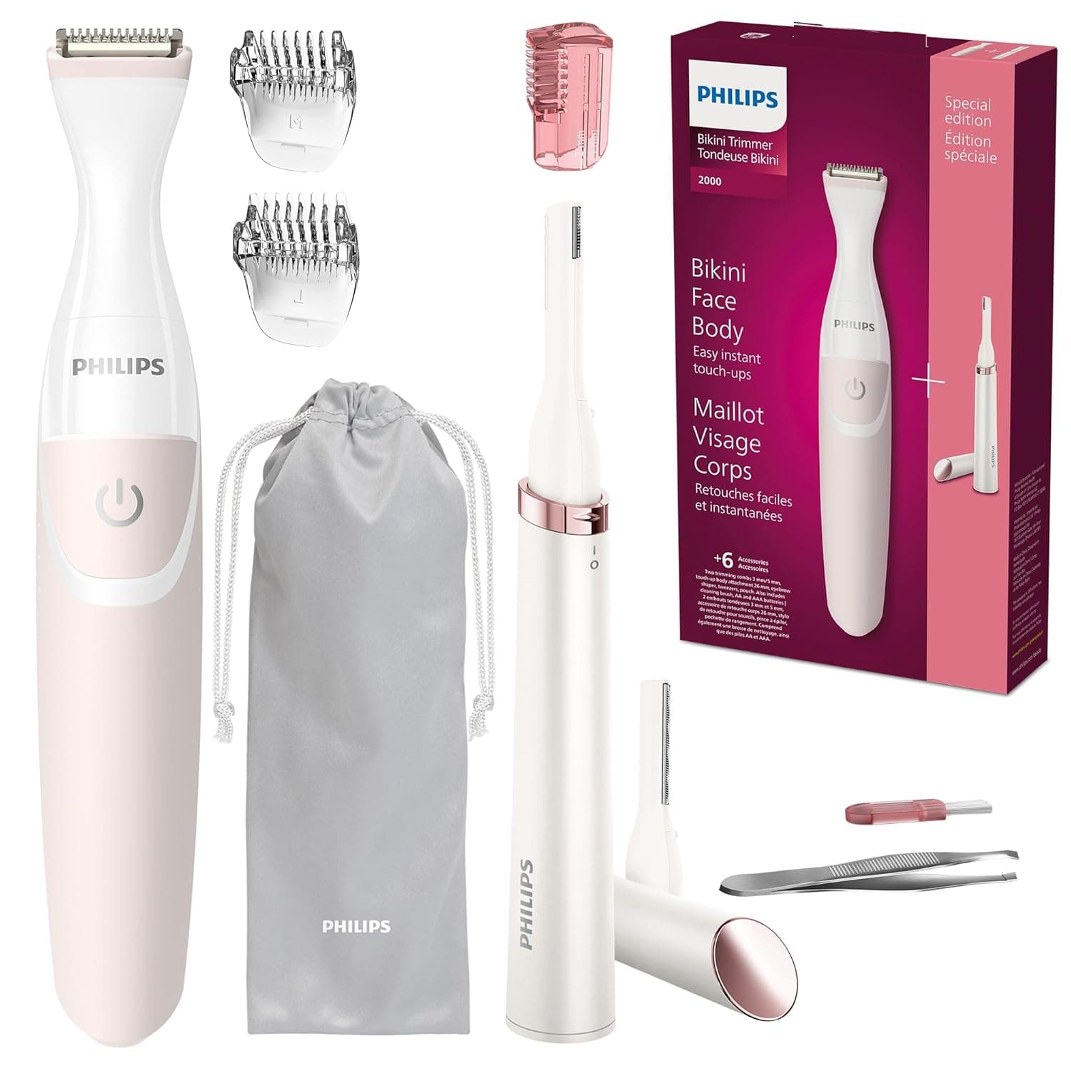 PHILIPS Women's Bikini Trimmer and Precision Trimmer Special Edition Bundle (BRT387/90)