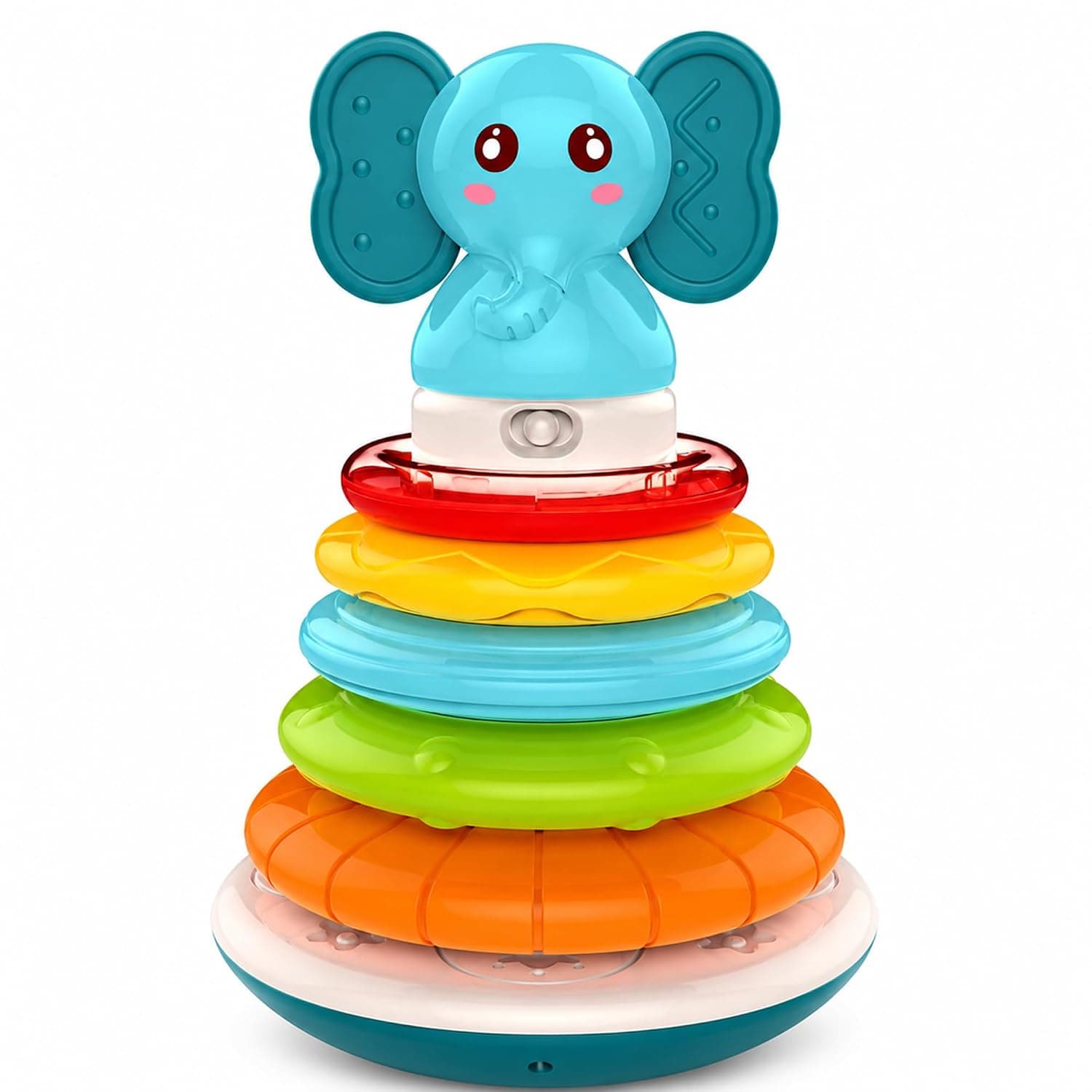 Baybee Rainbow Electronic Musical Stacking Ring Toys for Baby with 5 Ring, Music & Light, Circle Stacker Nesting Toy | Learning Educational Stacking Toys for Kids Toddlers 1+ Years Boy Girl (Ring II)