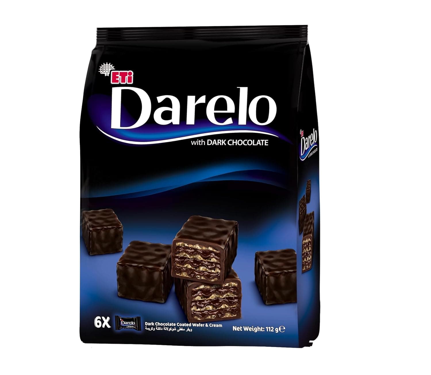 ETI Darelo Gourmet Mini Wafer With Dark Chocolate & Cream, Bag of 6 Mini Pcs, 112 G
