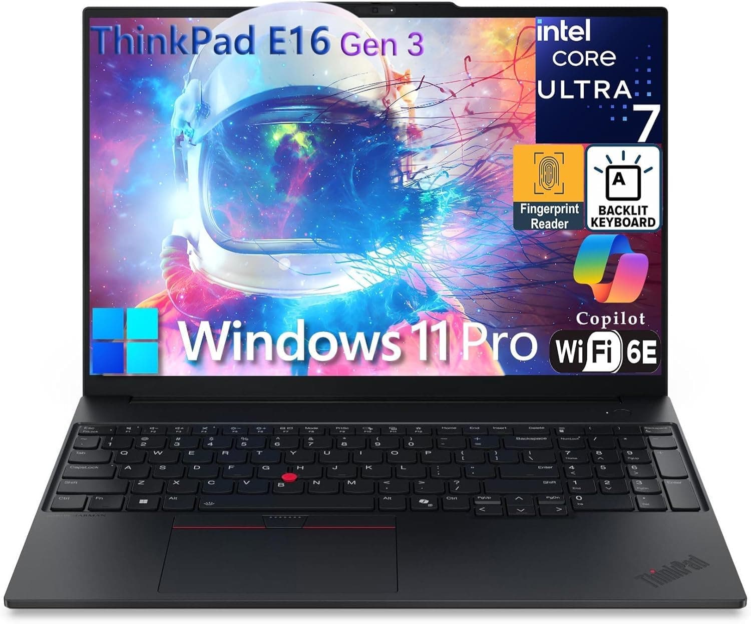 Lenovo ThinkPad E16 G2 16" FHD+ Business Laptop Computer, Intel 16-Core Ultra 7 155H (Beat Ultra 7 255U), 32GB DDR5 RAM, 1TB PCIe SSD, WiFi 6E, Backlit Keyboard, Fingerprint Reader, Windows 11 Pro