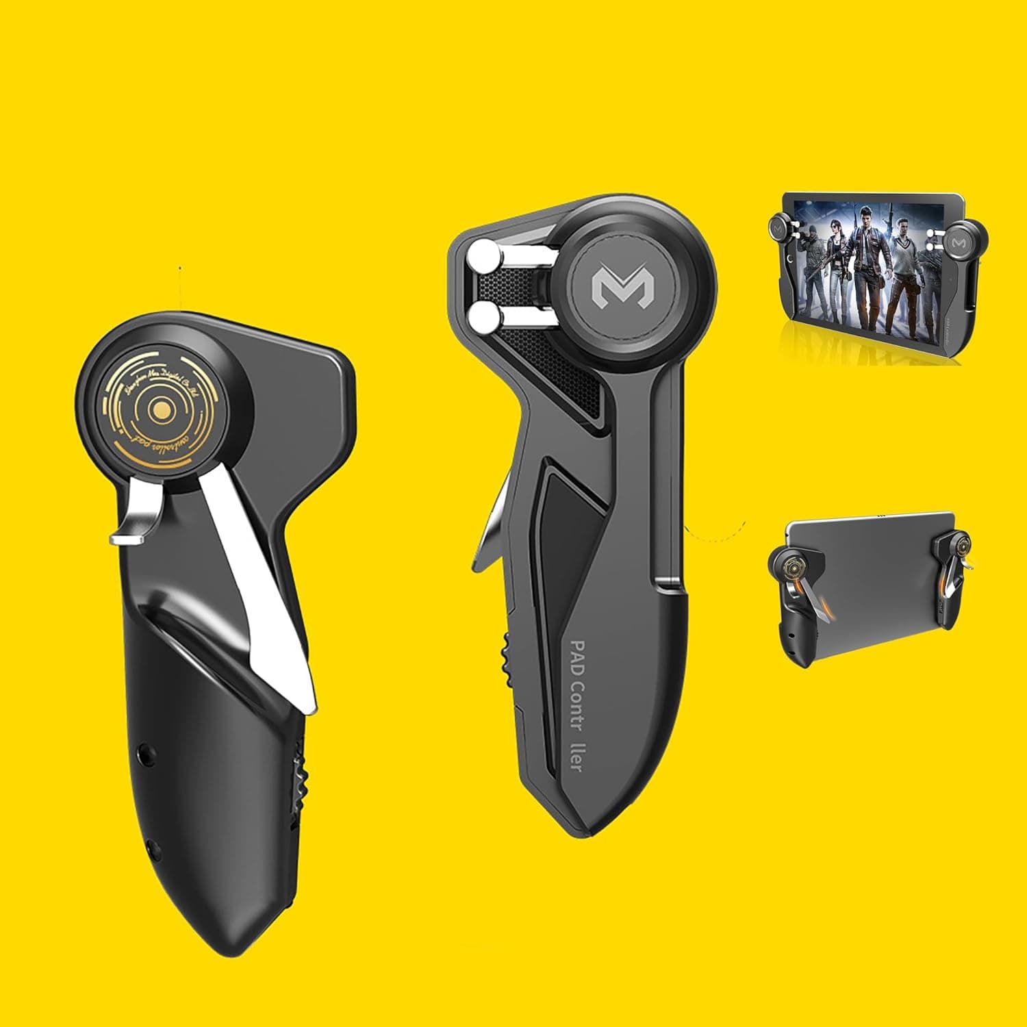 PUBG Controller for Tablet - Mzpre 4 Triggers [6 Finger Operation] Sensitive Shoot Aim Trigger Gamepad Grip, Support 10-12.9 inch iPad & Tablet (Thickness < 10mm), Black