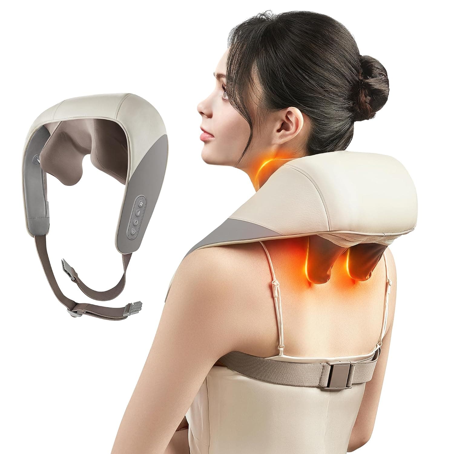 SORELAX Mini Shiatsu Neck Massager, Shoulder & Neck Massager with Heat for Pain Relief, Deep Tissue Massage, Kneading Technique for Men, Women, Dad, Mom
