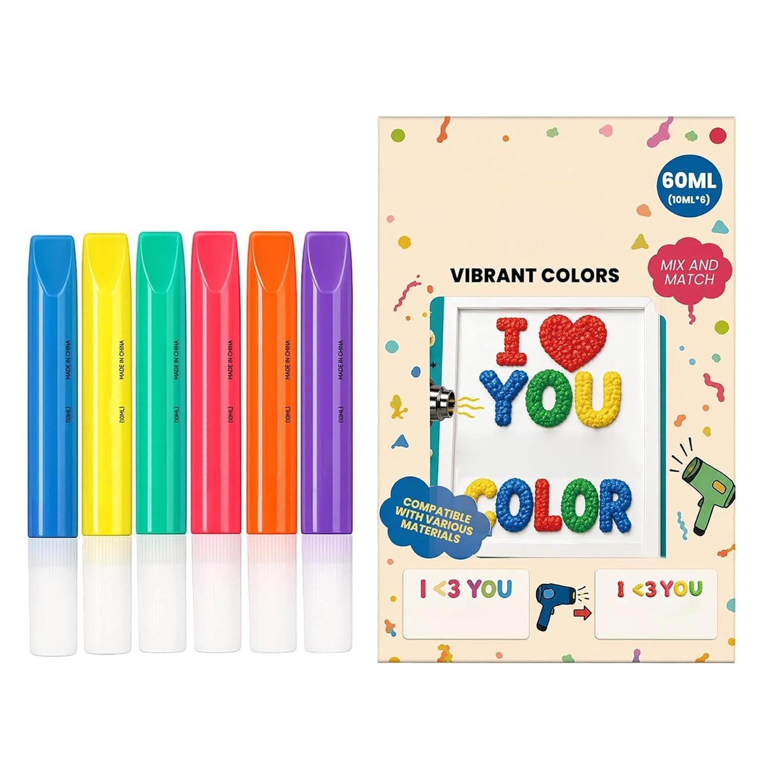 Relief Art Pens 6 Pieces DIY Poster Design Drawing Markers | Scrapbooking Paint Pens for Boys Girls Preschoolers Students Birthday Classroom Holiday Home School Craft Room