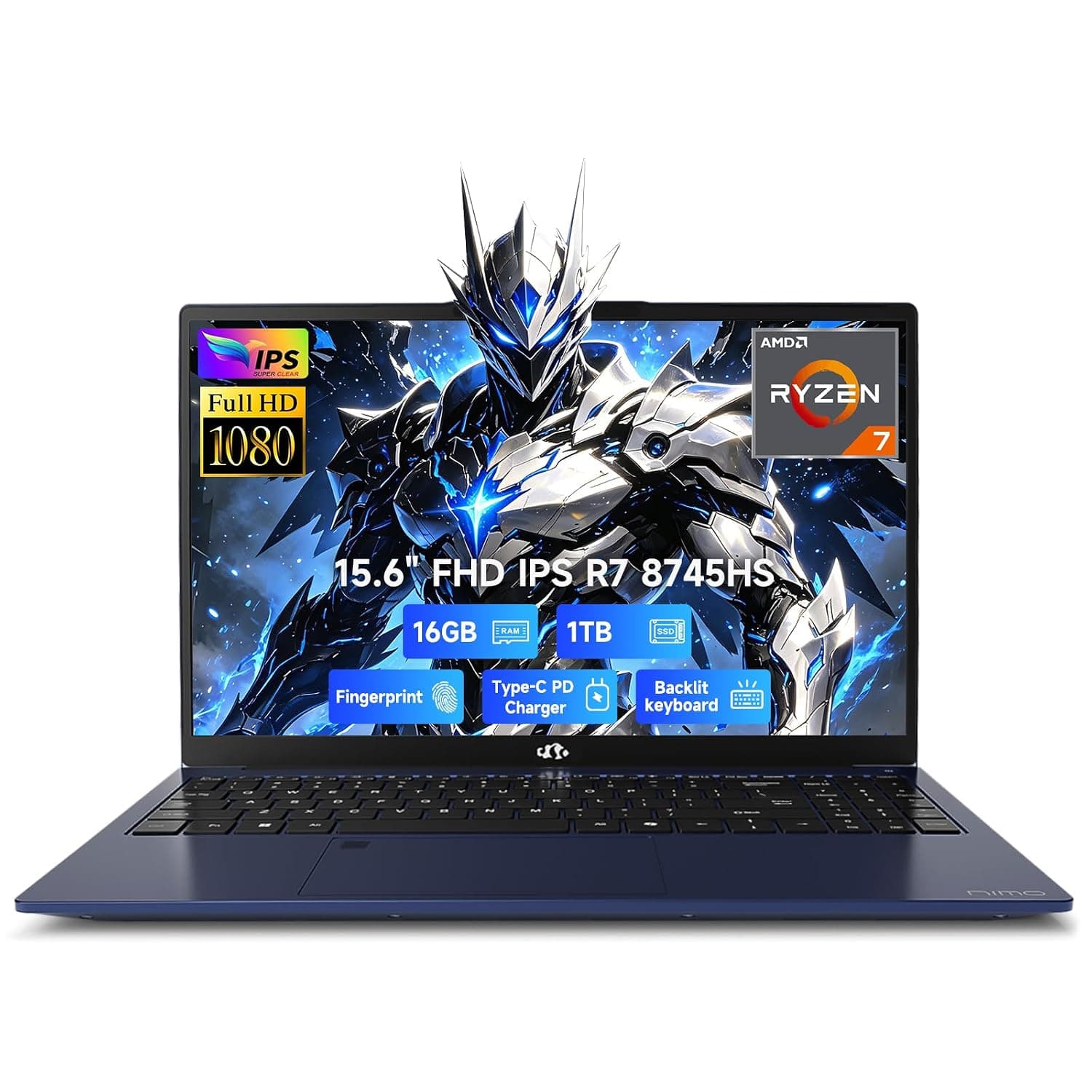 NIMO 15.6" Gaming Laptop, Ryzen 7 8745HS (8C/16T, Beats R9 7940HS) 32GB DDR5 1TB SSD, Radeon 780M Graphics, FHD IPS, Backlit KB, Fingerprint, WiFi 6E, Business Laptops for Video Editing Students