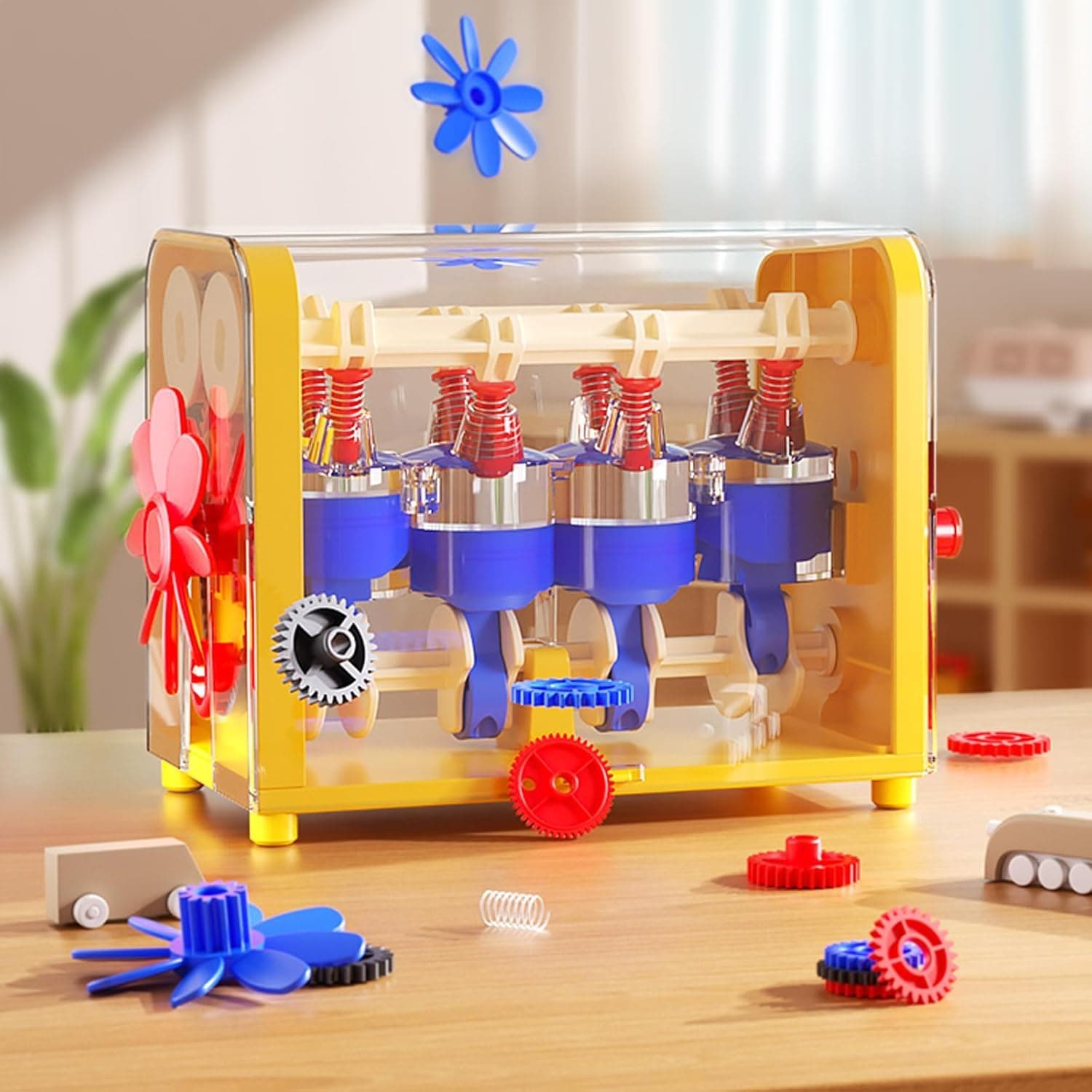 Engine Building Toys, STEM Educational Building Kit, Kids Brain Development Toy, Working Engine Model Set for Cognitive Learning, Construction Engineering Play for Boys & Girls Ages 3-12, Yellow