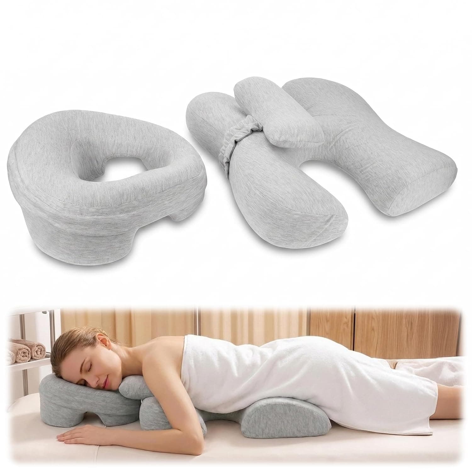 Massage Headrest for Bed - Mattress Top Massage Kit with Adjustable Frame & Face Cushion, Inflatable Massage Table Alternative for Home - Weightlessness Relaxation for Neck & Back