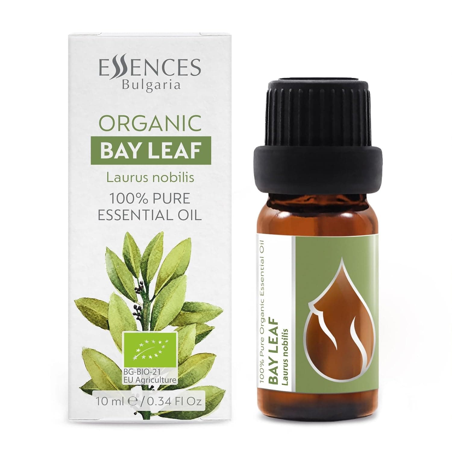 Organic Bay Leaf Essential Oil 10ml (1/3 Fl Oz), 100% Pure and Natural, Therapeutic Grade, from Family Owned Farm, Ideal for Aromatherapy 10ml