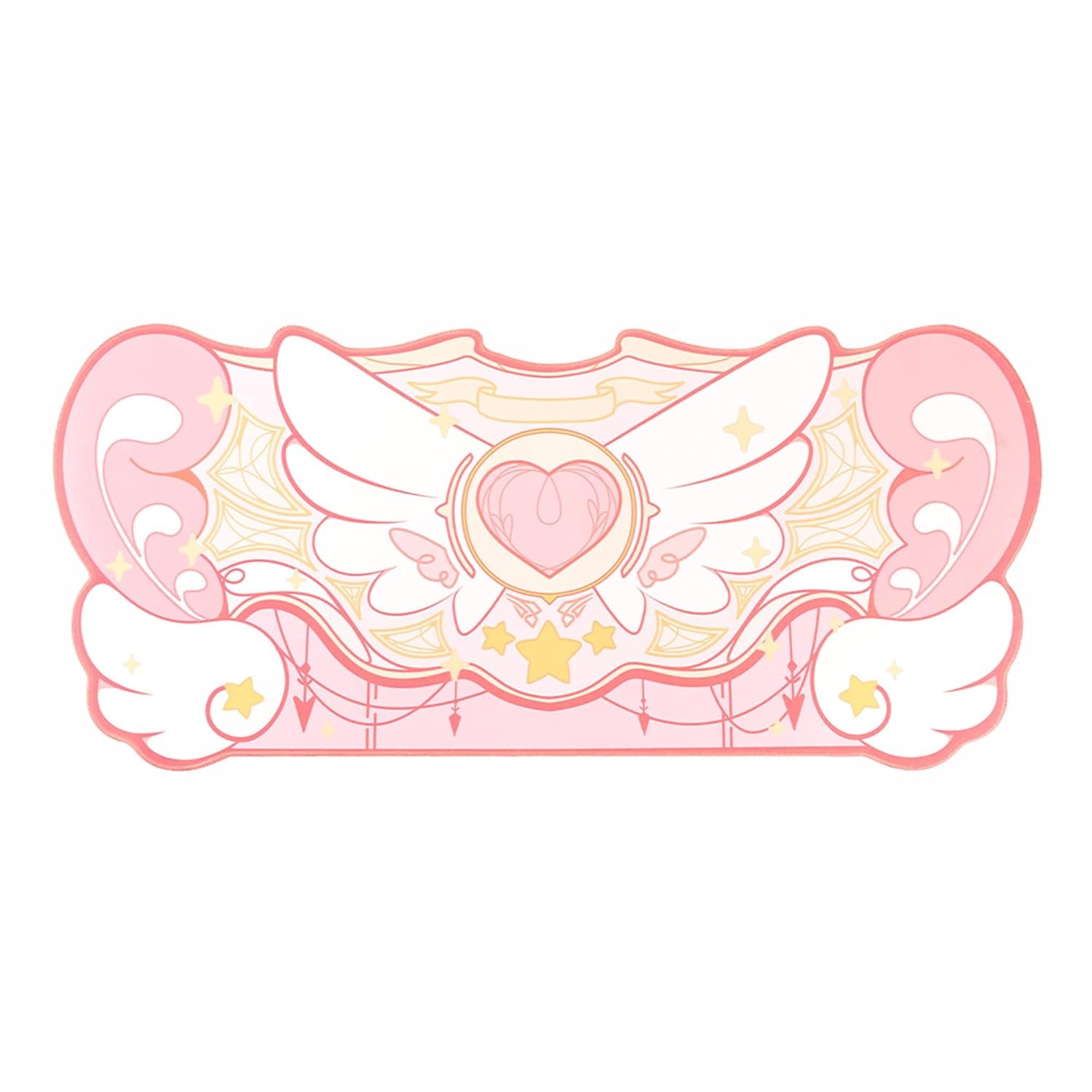 GeekShare Large Gaming Mouse Pad Kawaii Pink Non-Slip Rubber Back Mouse Pad Big Waterproof Mat for Keyboard and Mouse Perfect for Gaming,or Home Office Work - Star Wings (Pink)