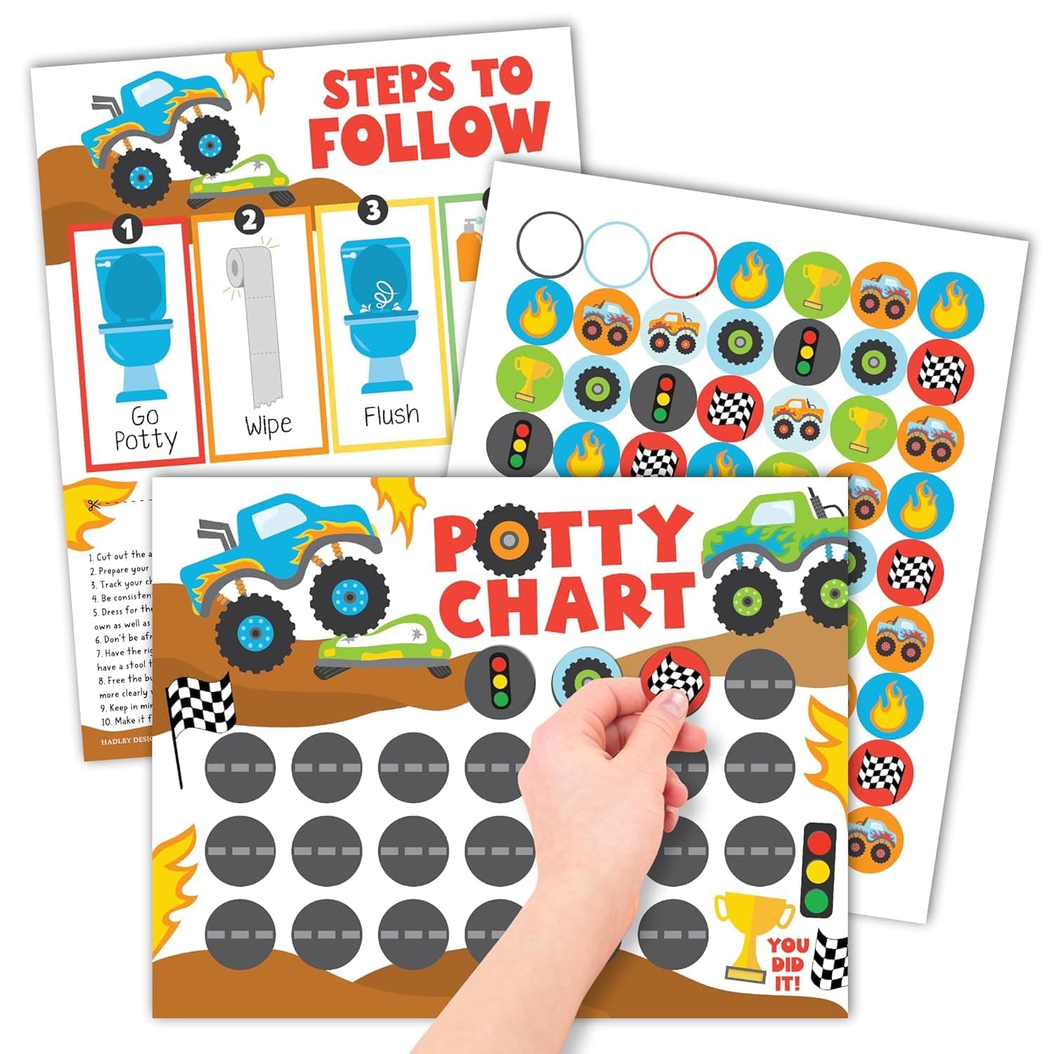 ALMEKAQUZ Truck Potty Training Chart for Toddlers Boys - Potty Chart with Stickers, Sticker Chart for Kids Potty Training Chart for Toddlers Boys, Potty Sticker Chart for Toddlers, Potty Rewards