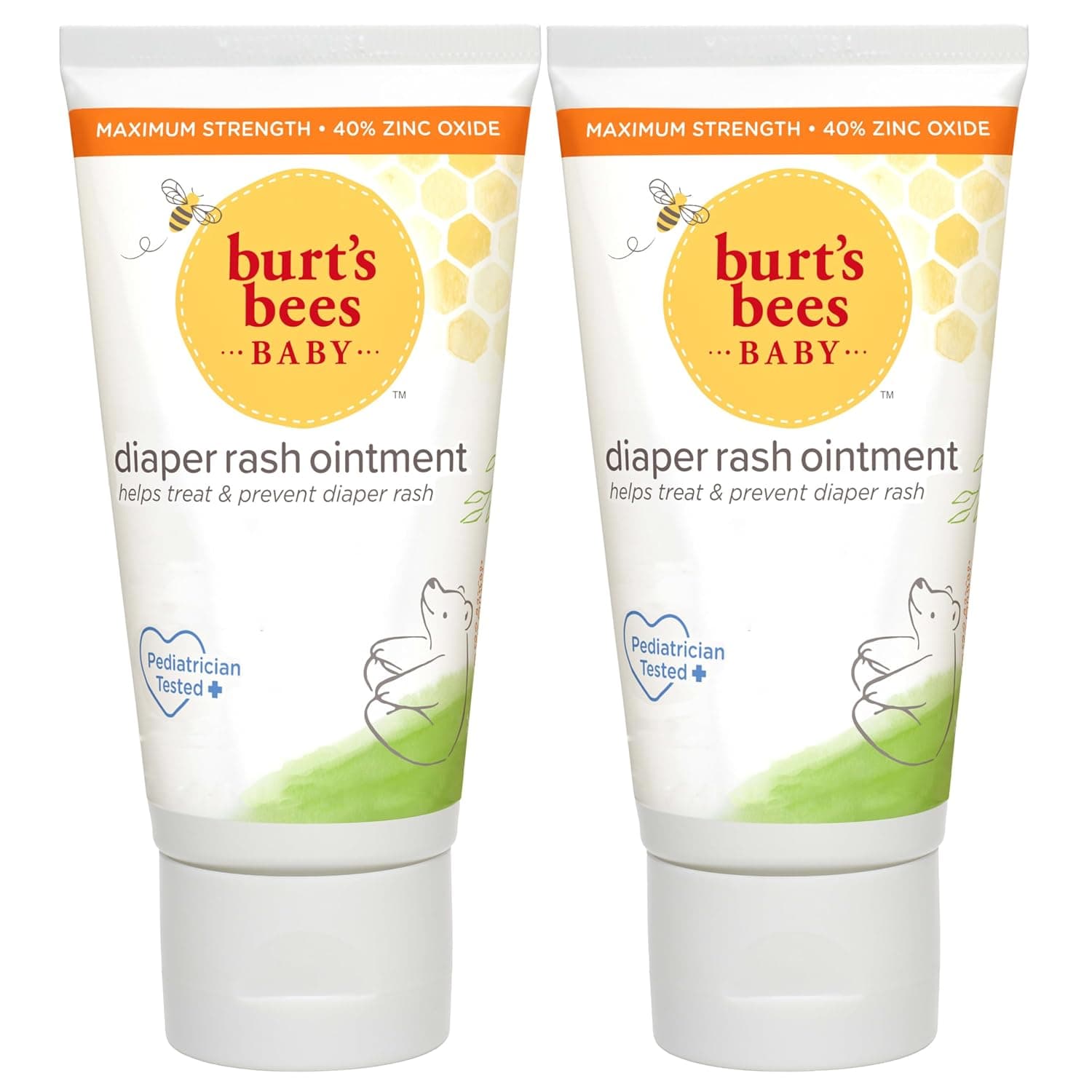Burt's Bees Christmas Gifts, Baby Diaper Rash Ointment, Maximum Strength, 40% Zinc Oxide, 100% Natural Origin, Pediatrician Tested Stocking Stuffers, Net Weight 3 oz, Pack of 2