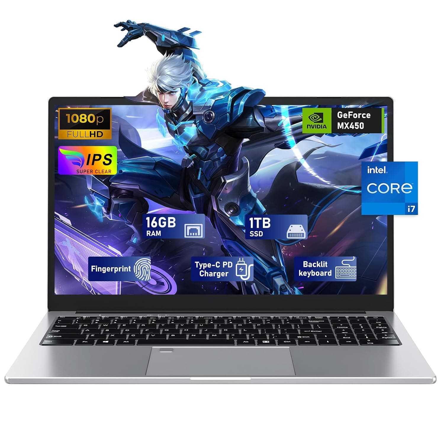 NAIKLULU Gaming Laptop Computer,15.6 Inch Laptop,i7-1195G7 4C/8T Processor(up to 5Ghz),MX450 Graphics,16GB RAM 1TB SSD,15.6”FHD 1920 * 1080 Display,WiFi 5,BT4.2,Backlit Keyboard