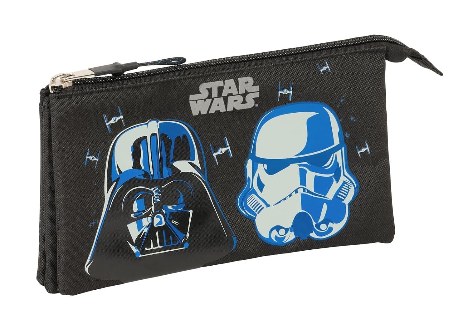 Star Wars Rebellion – Triple Pencil Case, Children's Pencil Case, Ideal for School Age Children, Comfortable and Versatile, Quality and Resistance, 22 x 3 x 12 cm, Black/White, M, Casual, Black/White,