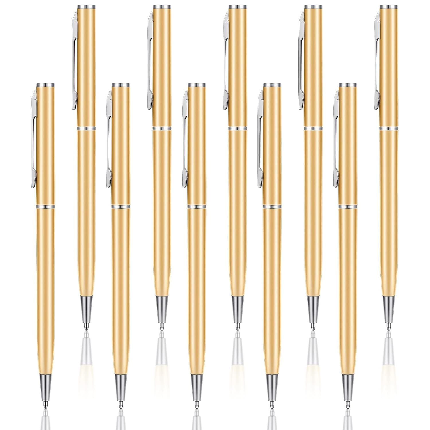 BBTO 10 Pieces Small Ballpoint Pens Mini Pens Bulk Metal Tiny Short Pocket Thin Gel Ink Purse Clip Writing Tool for Pockets Notebook Notepad Nurses Wallet Office
