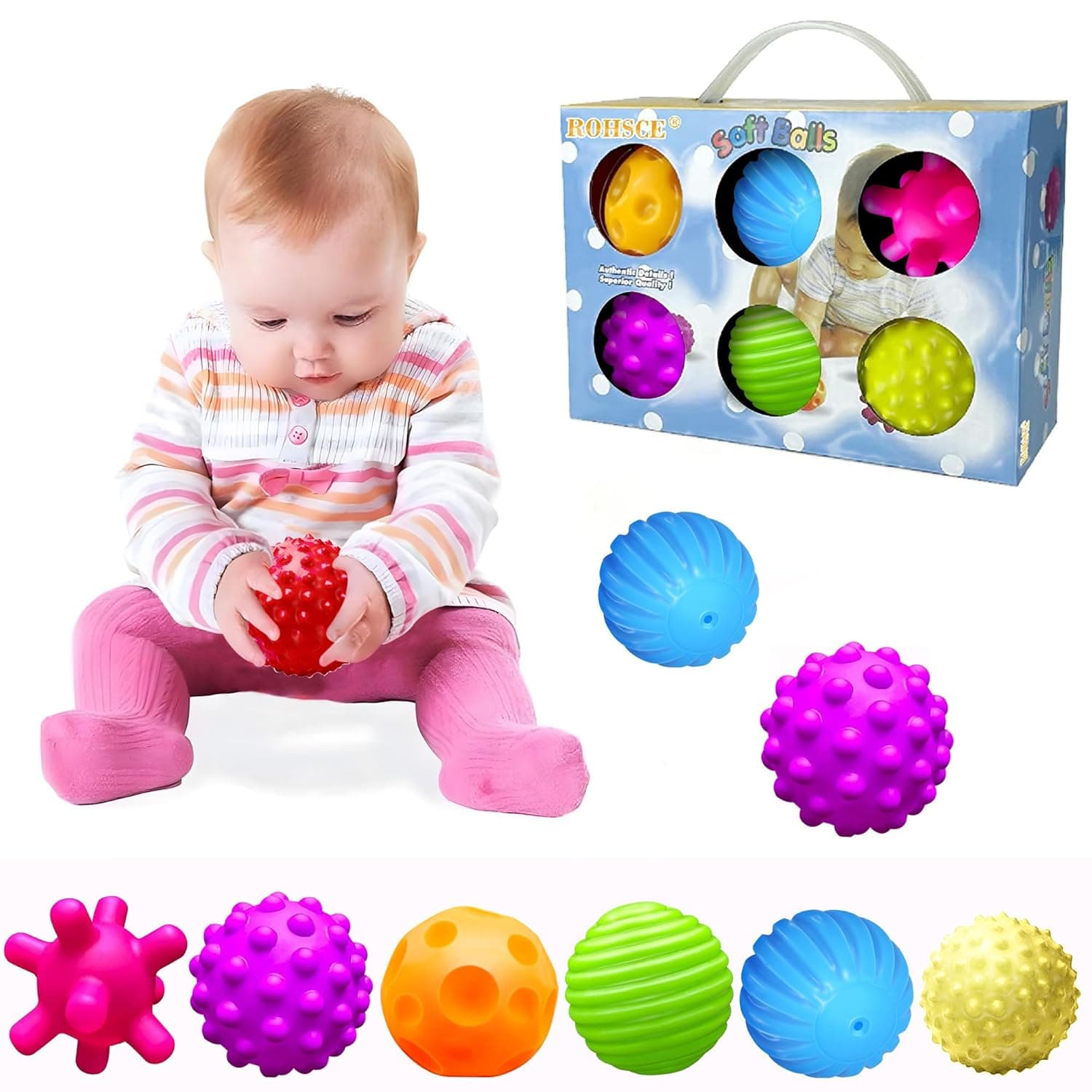 Sensory Balls for Baby Sensory Baby Toys 6 to 12 Months for Toddlers 1-3, Bright Color Textured Multi Soft Ball Gift Sets