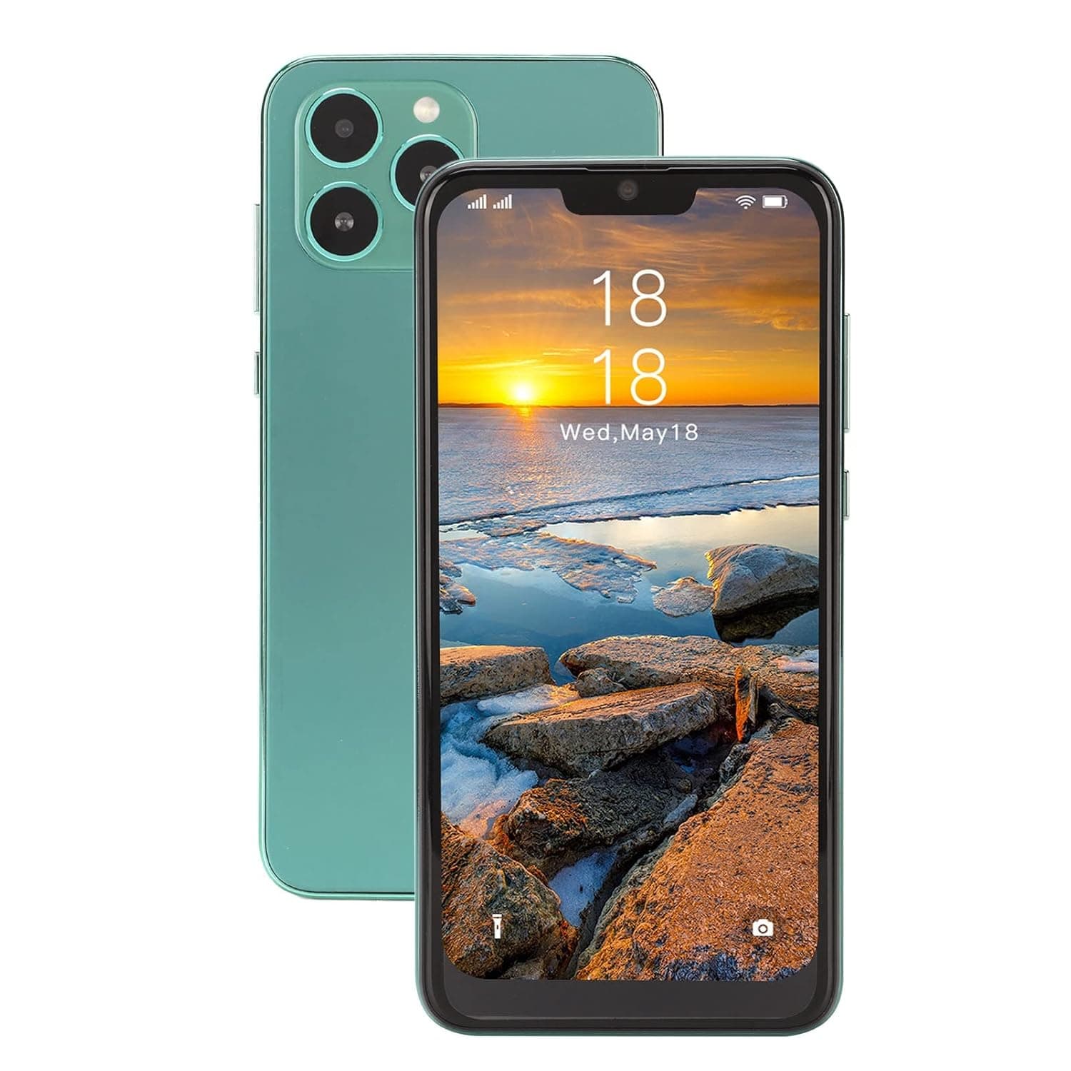 6.1in Unlocked Cellphone, FHD Band Screen Cellphone, 1+8GB Unlocked Smartphone with FACE ID, Dual SIM Triple Camera 3G Cellphone