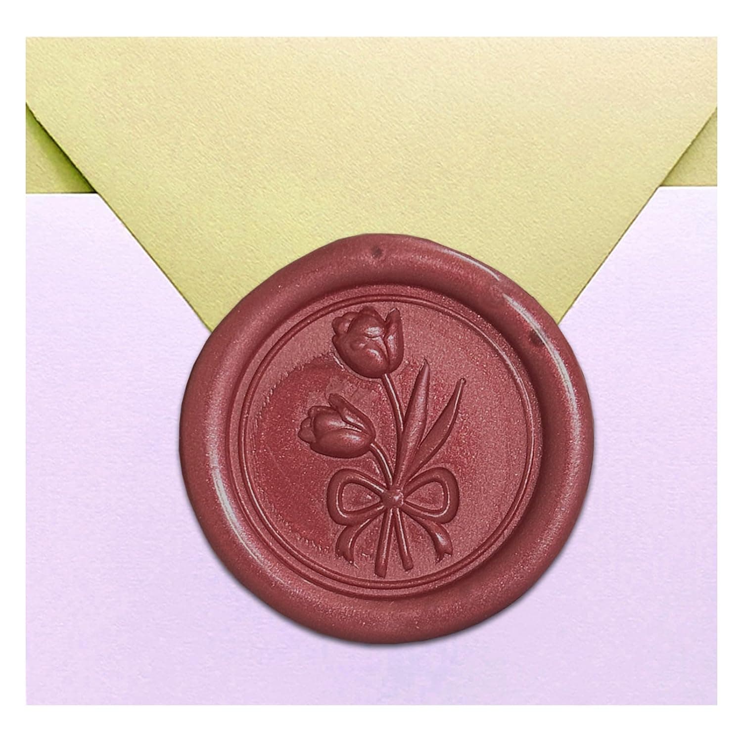 50 Pcs Red Wax Seal Stickers - Tulip Wedding Invitation Envelope Bow Seal Stickers, 3D Self Adhesive Decals for Wedding Party Invitation, Greeting Cards, Gift Wrapping
