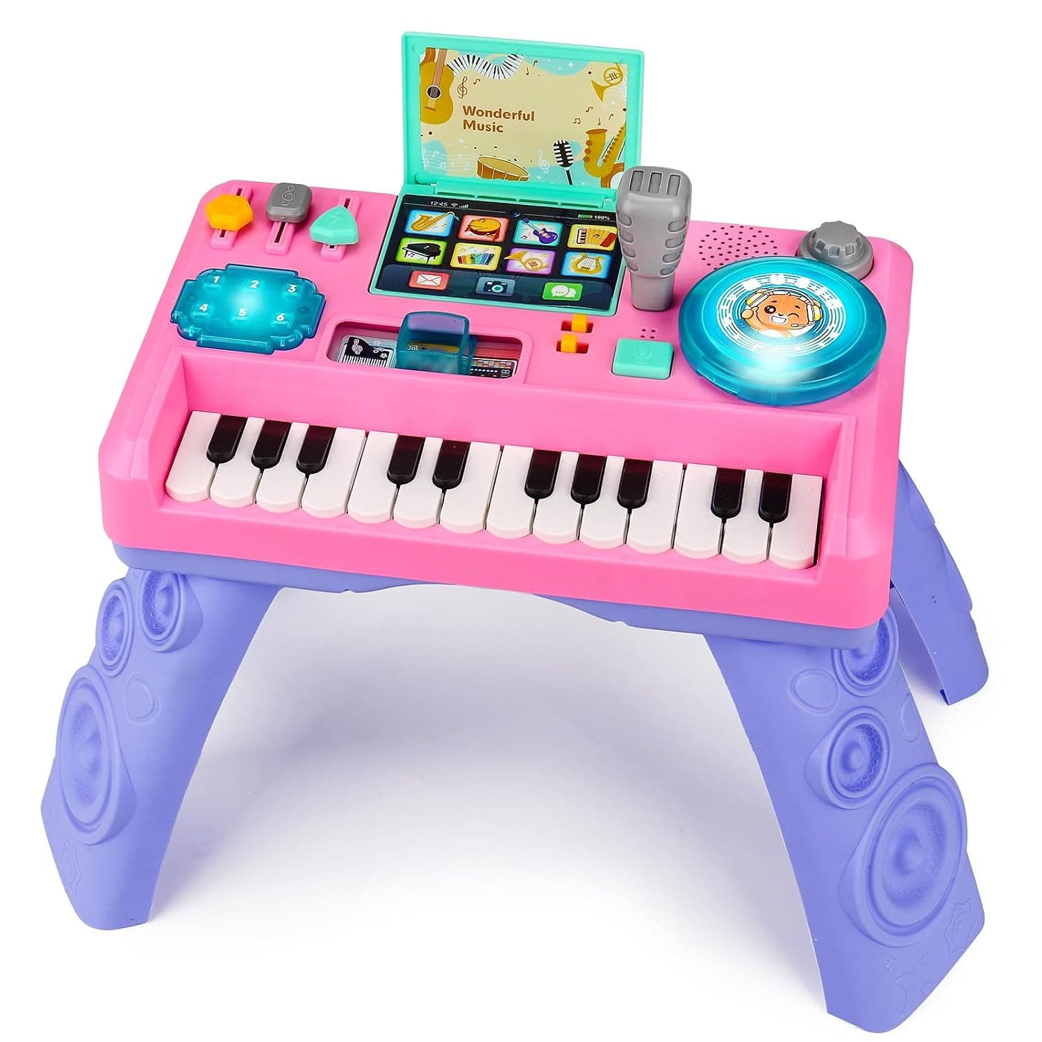 Baby DJ Table for Toddlers 1-3, Baby Musical Piano Toys 6-9-12-18 Months Toddler Activity Learning DJ Mixing Table with Music & Light, Educational Baby Toys for 1 Year Old Boy Girl Birthday Gift