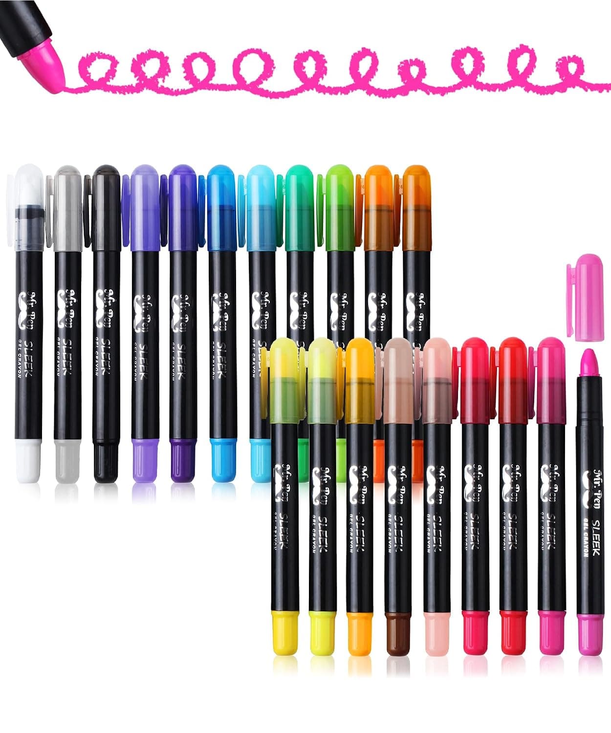 Mr. Pen- Gel Crayons, 20 Pack, Twistable, Non-Toxic, Coloring Crayons | Coloring Crayons for Kids & Adults, Smooth Drawing Sticks for Art, Blending, Crafts & Creative Projects
