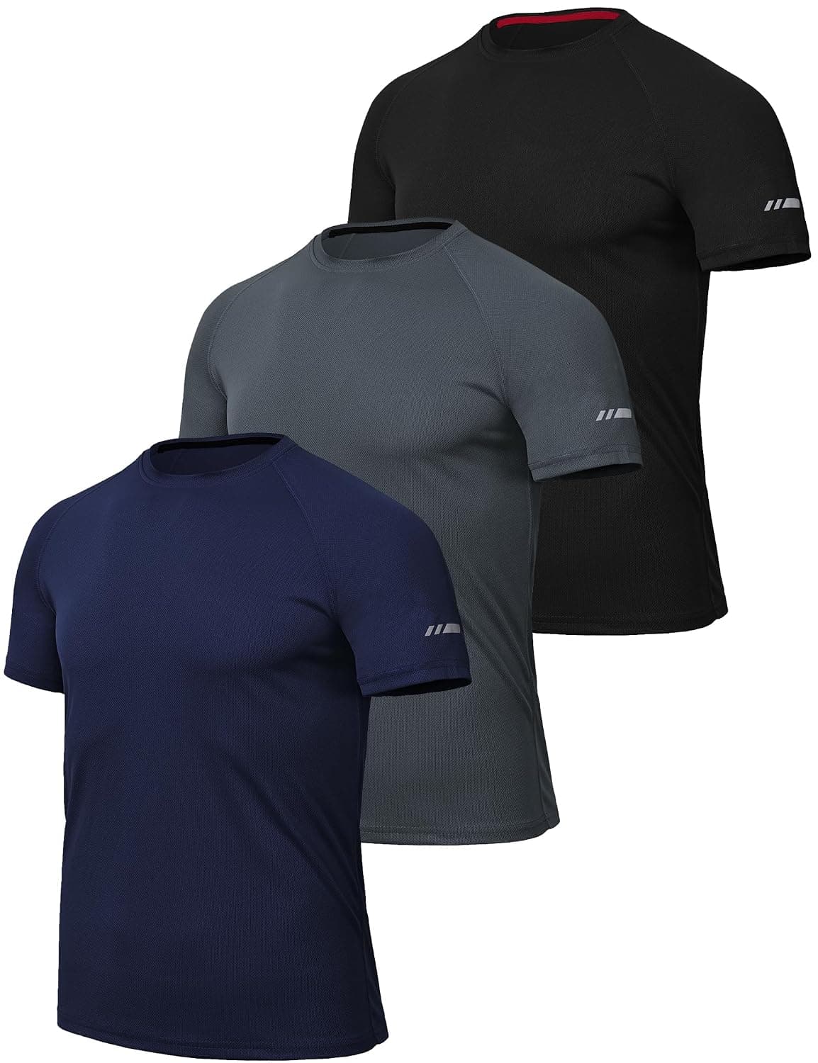 Zoofly Men's Sports T Shirt 3 Pack Gym Activewear Tshirt Quick Dry Running Training Shirt Mens Gym Wear Exercise Top