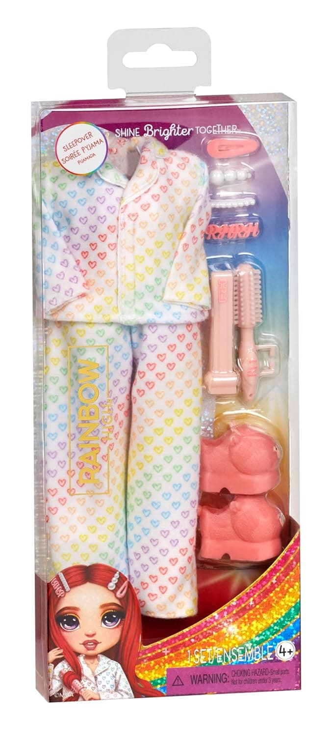 Rainbow High Fashion Pack, Sleepover includes 1 Full PJ Outfit, Slippers, Jewelry and Play Accessories. Mix & Match with other packs to Create Tons of Fun Looks. Kids Toy Gift Ages 4-12 Years