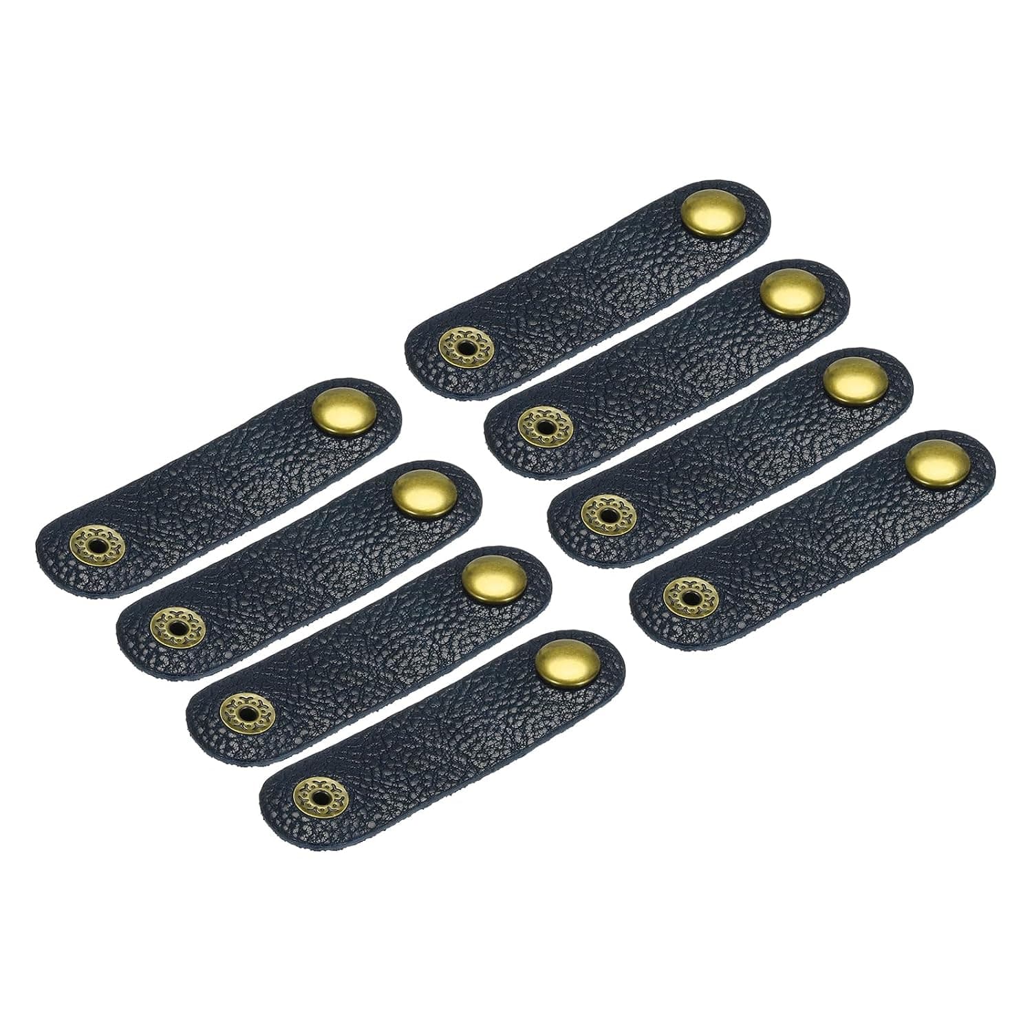 QUARKZMAN Pack of 8 Leather Cable Ties, Cable Organiser, 80 x 20 mm, Cable Ties, Soft Cable Management for USB Cable, Headphone Cable, Blue